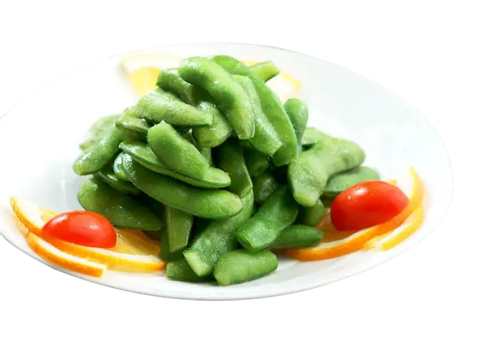 Plate of Cooked Green Beans with Cherry Tomatoes