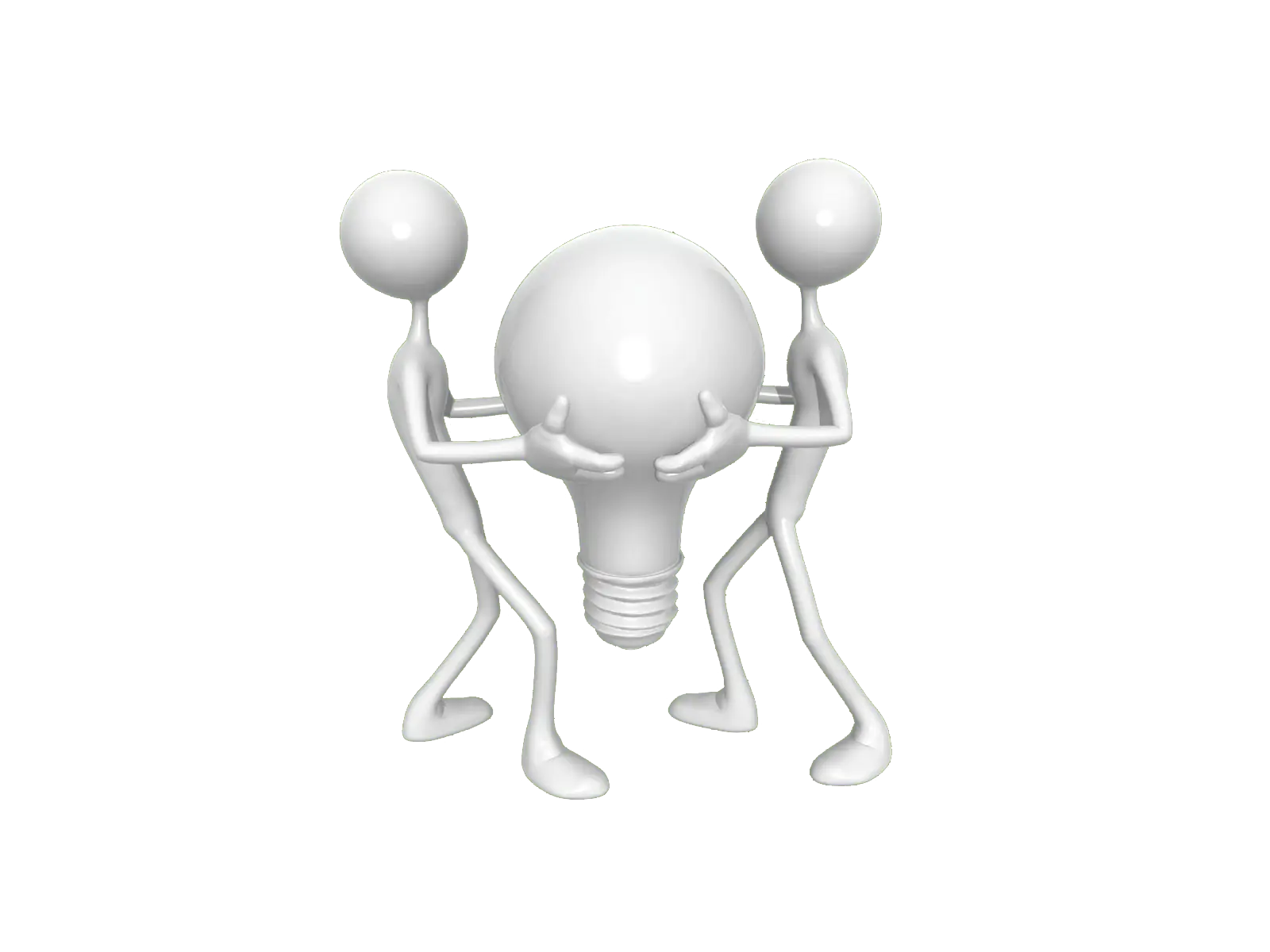 3D Figures Holding Light Bulb