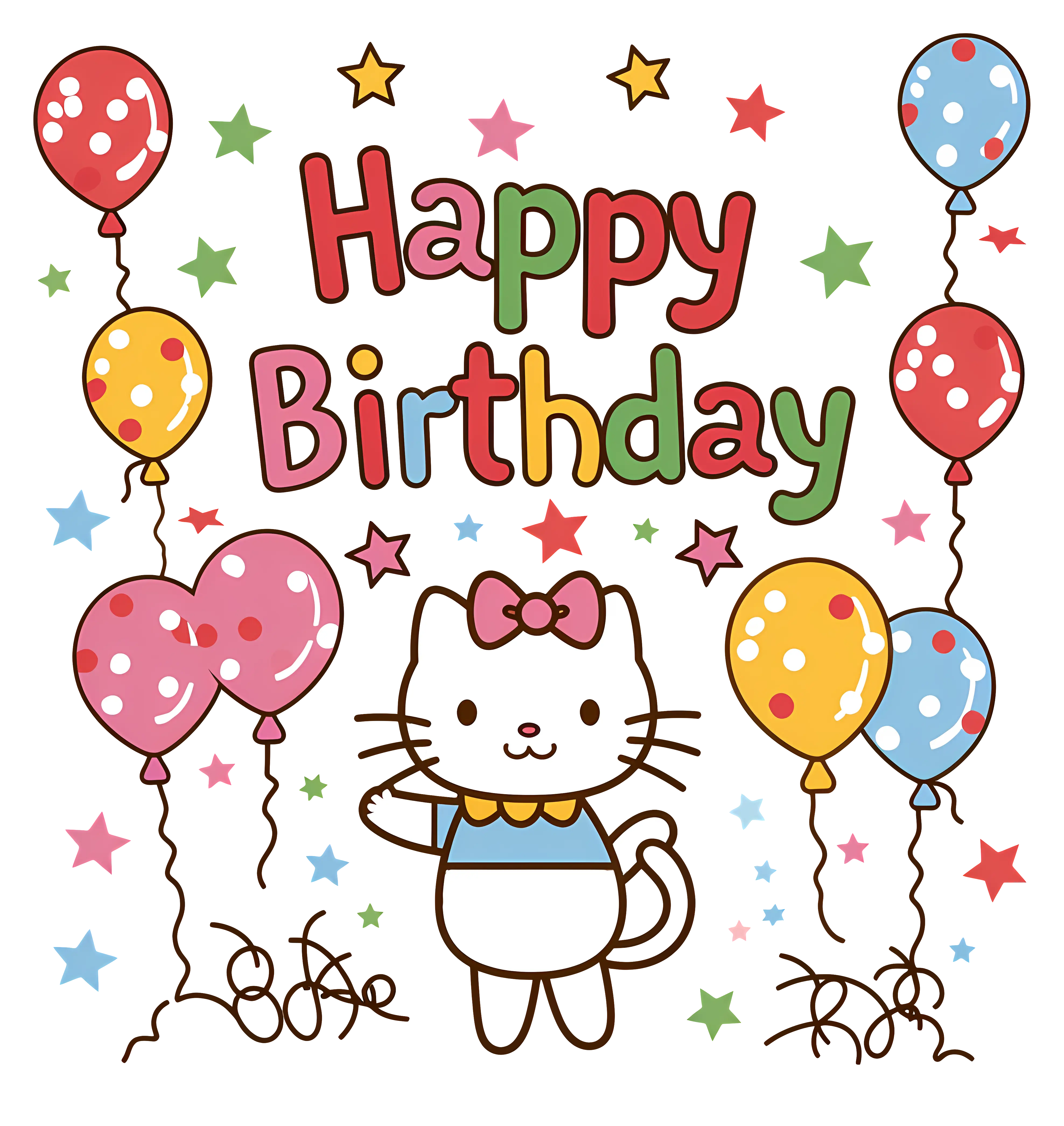 Cute Birthday Card Illustration with Balloons