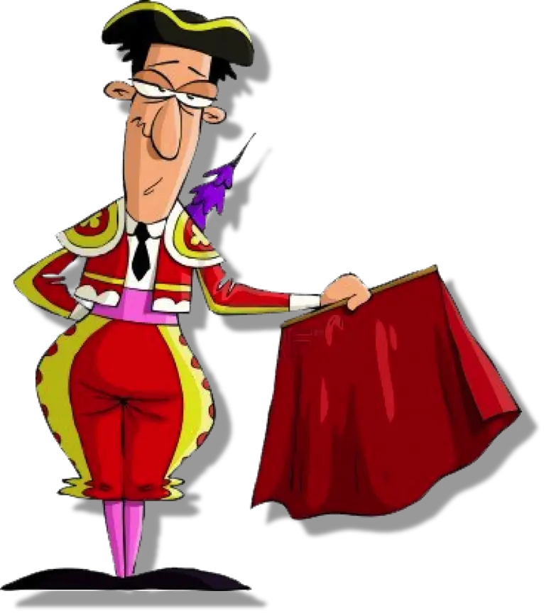 Cartoon Matador with Red Cape