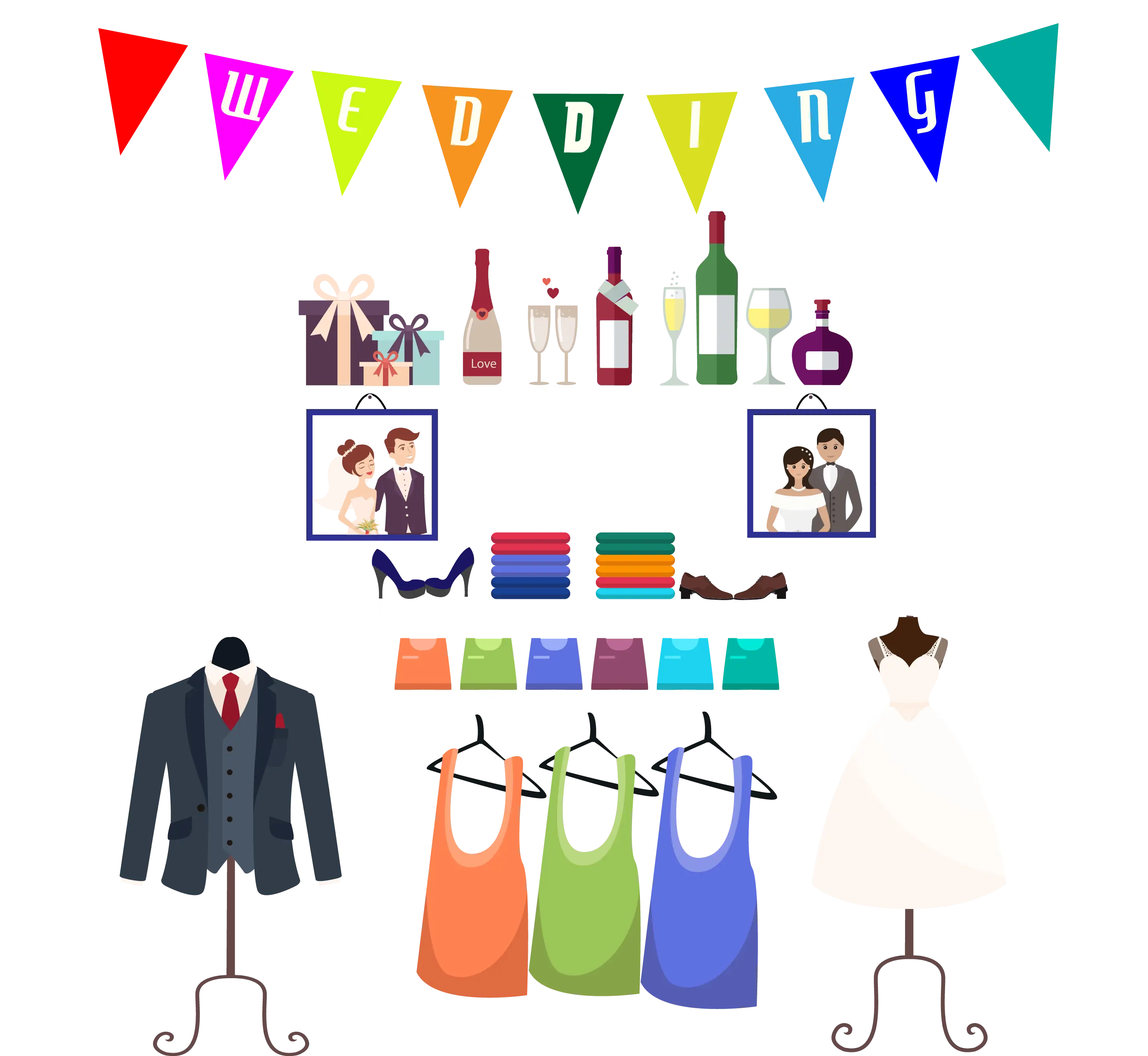Colorful Wedding Decorations and Attire