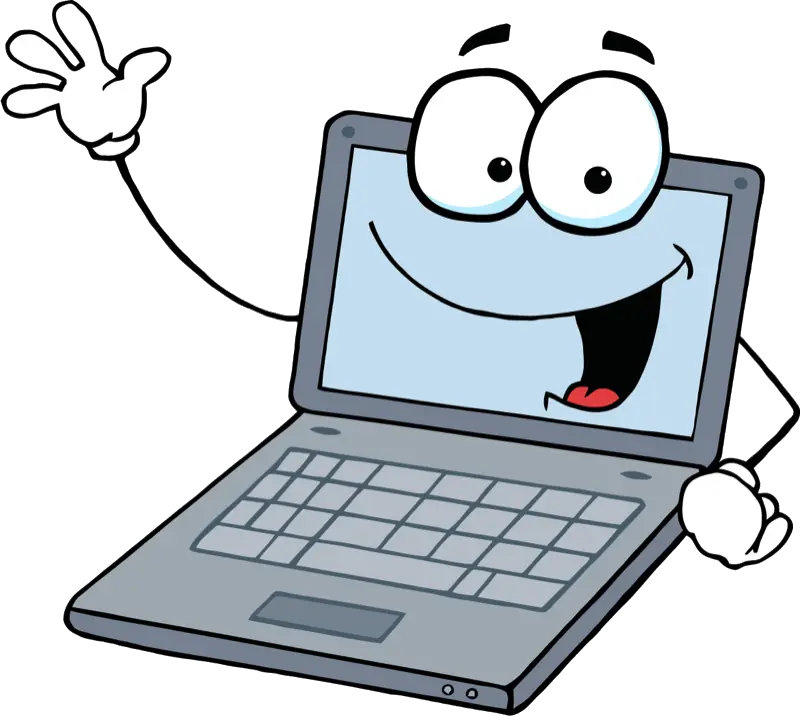 Cartoon Laptop with Friendly Expression