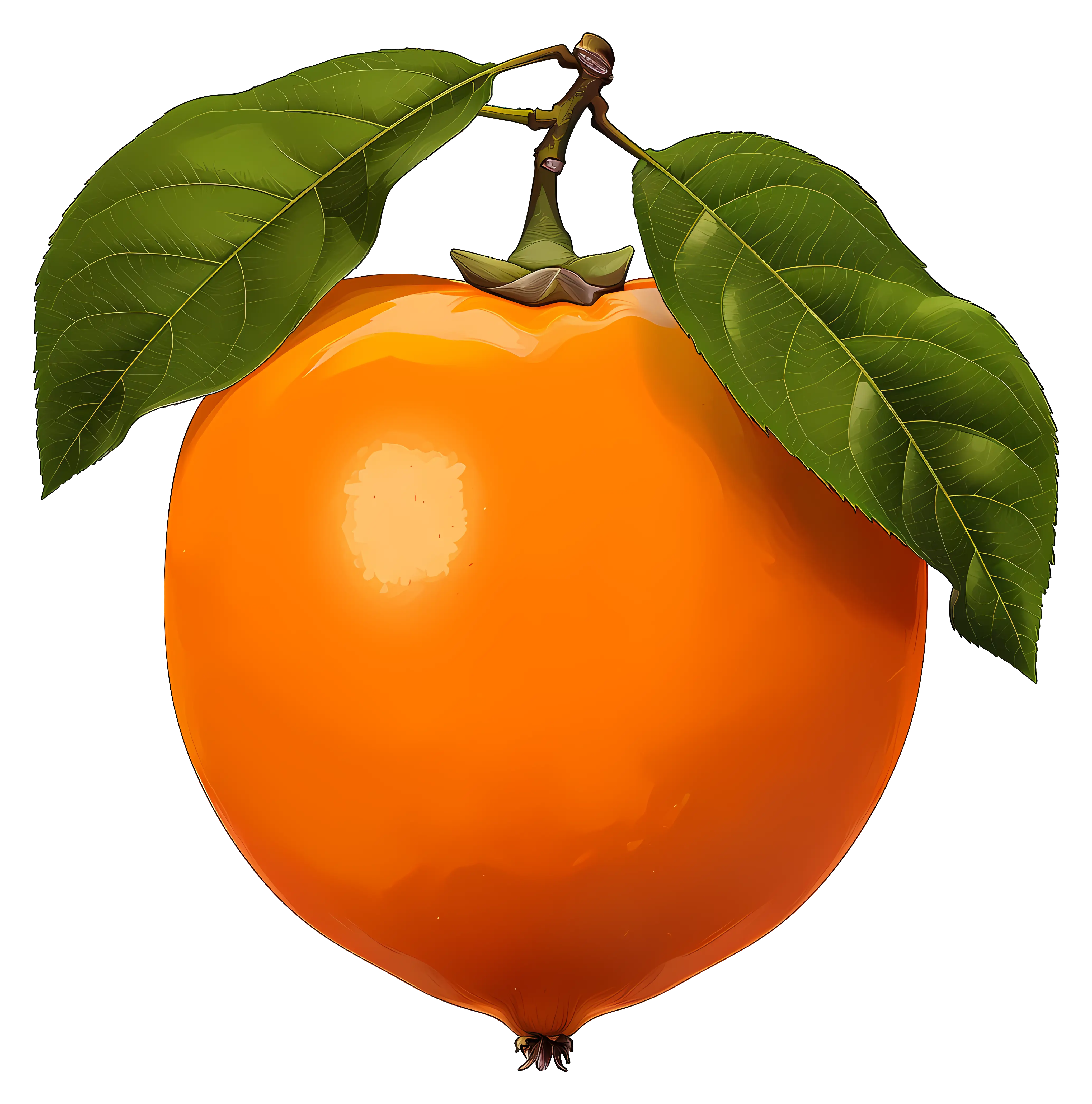 Fresh Orange Fruit with Leaves