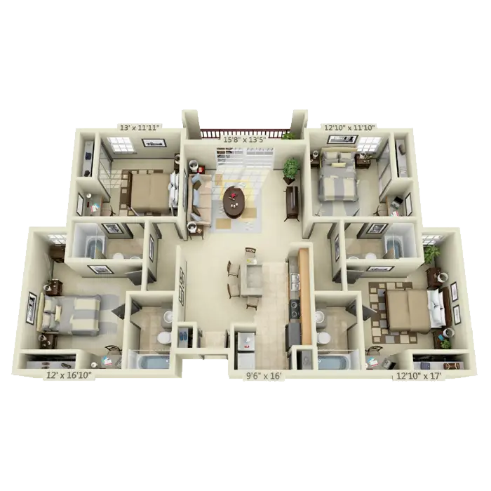 Detailed Floor Plan of a Multi-Room Apartment