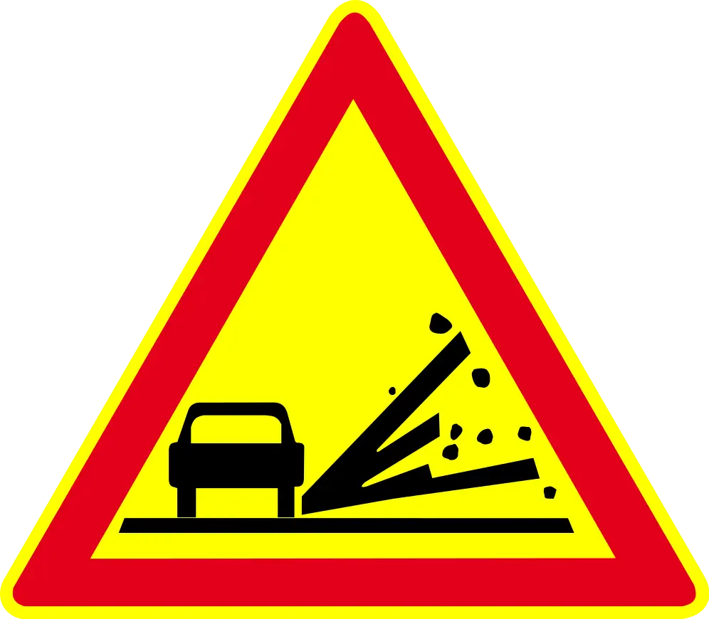 Road Warning Sign for Falling Debris from Vehicles