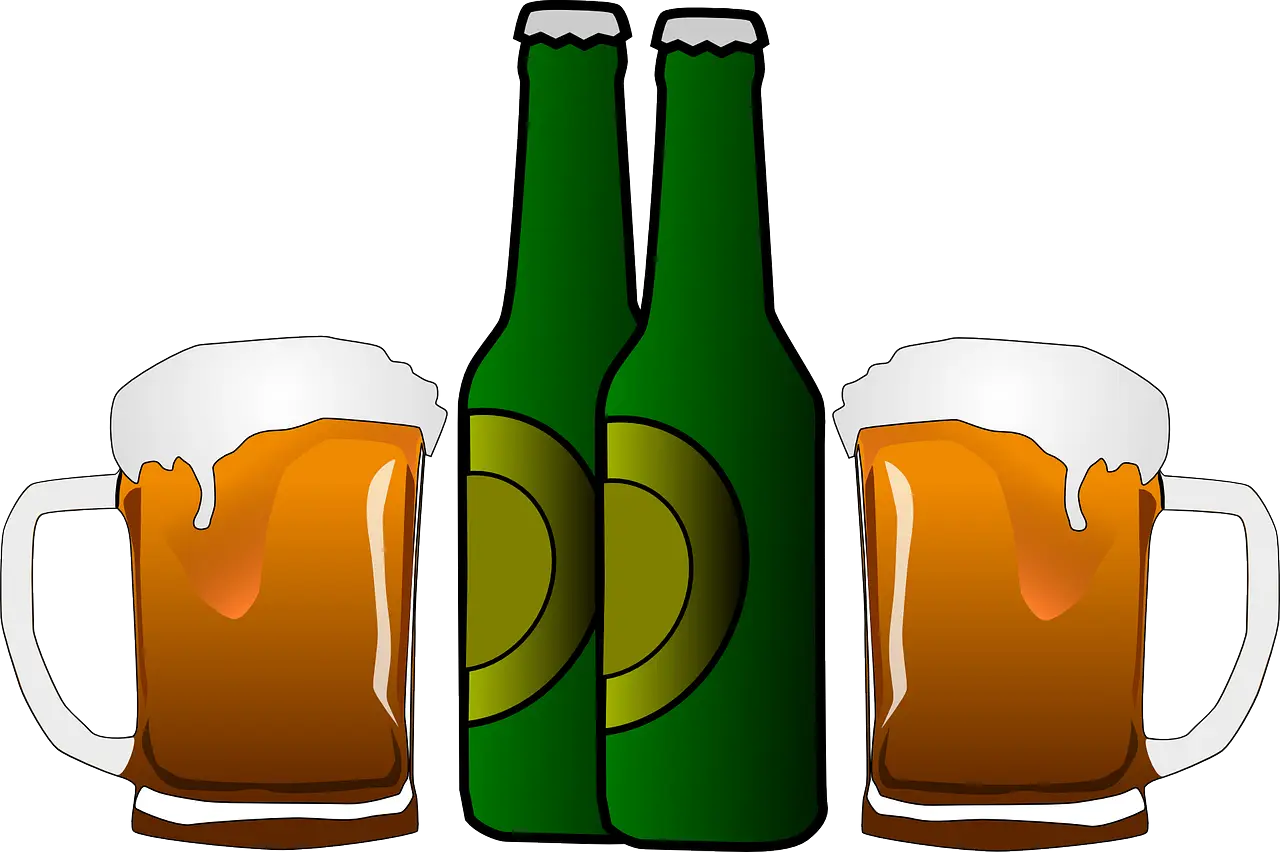 Cartoon Beer Bottles and Mugs Illustration