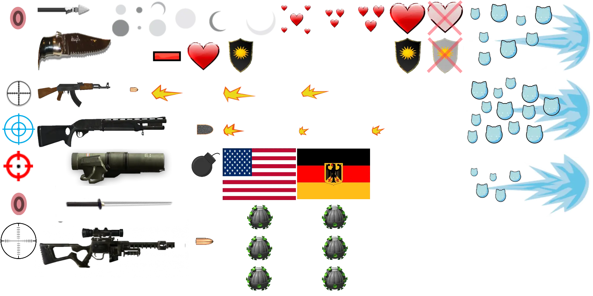 Various Weapon Icons and Flags
