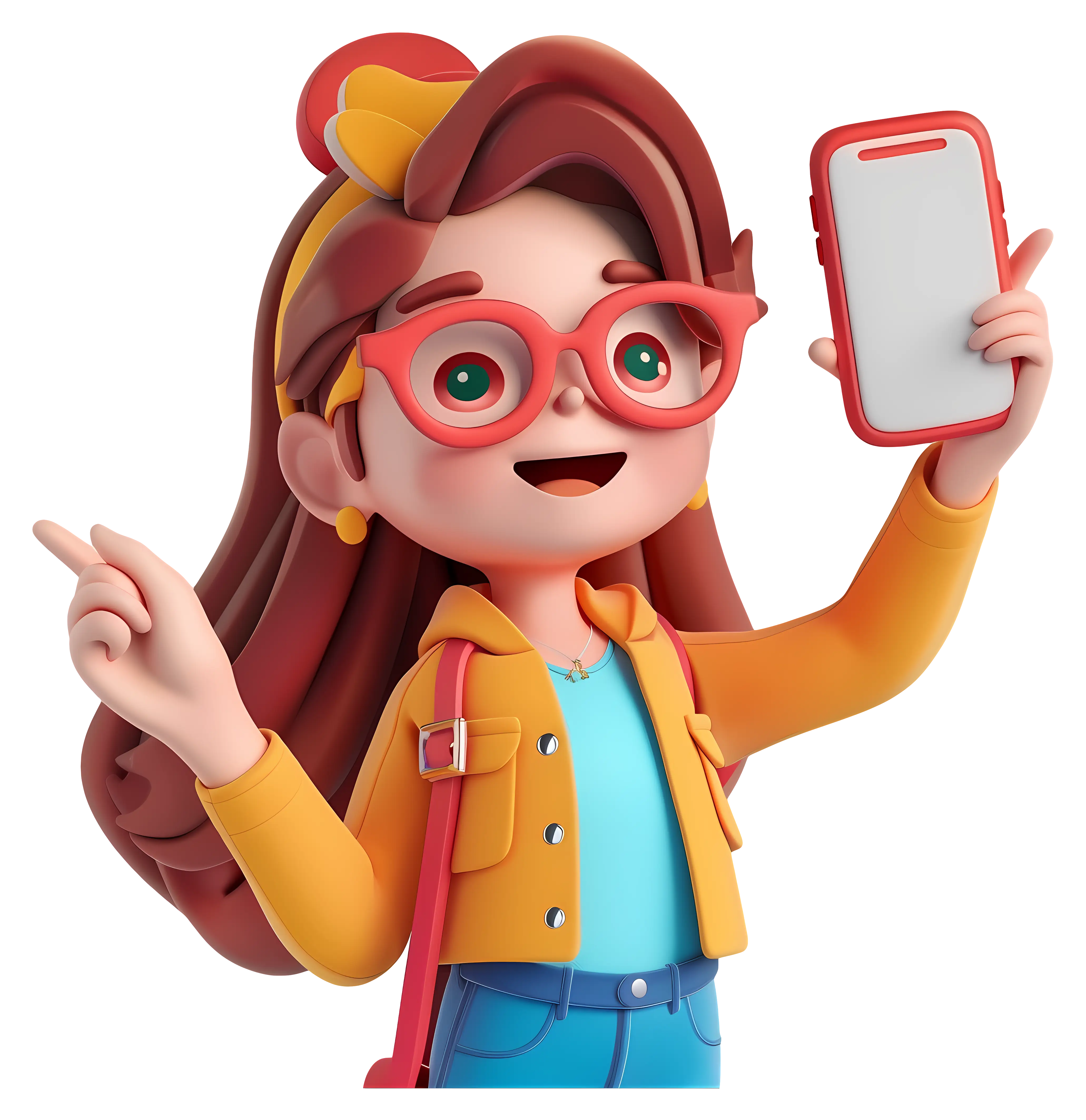 Cartoon Girl Taking a Selfie