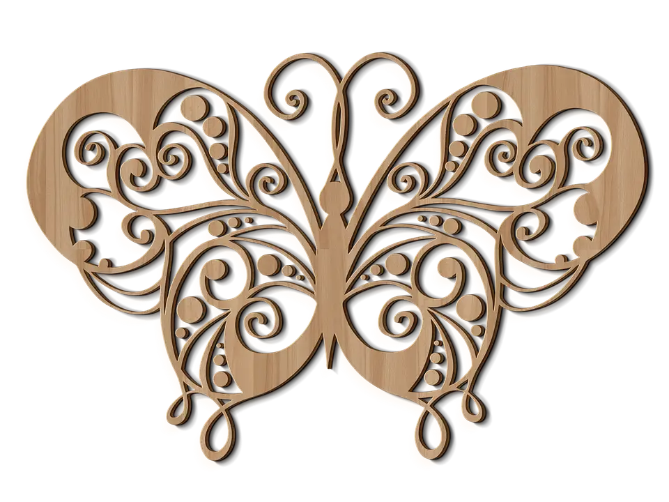 Intricate Wooden Butterfly Decoration