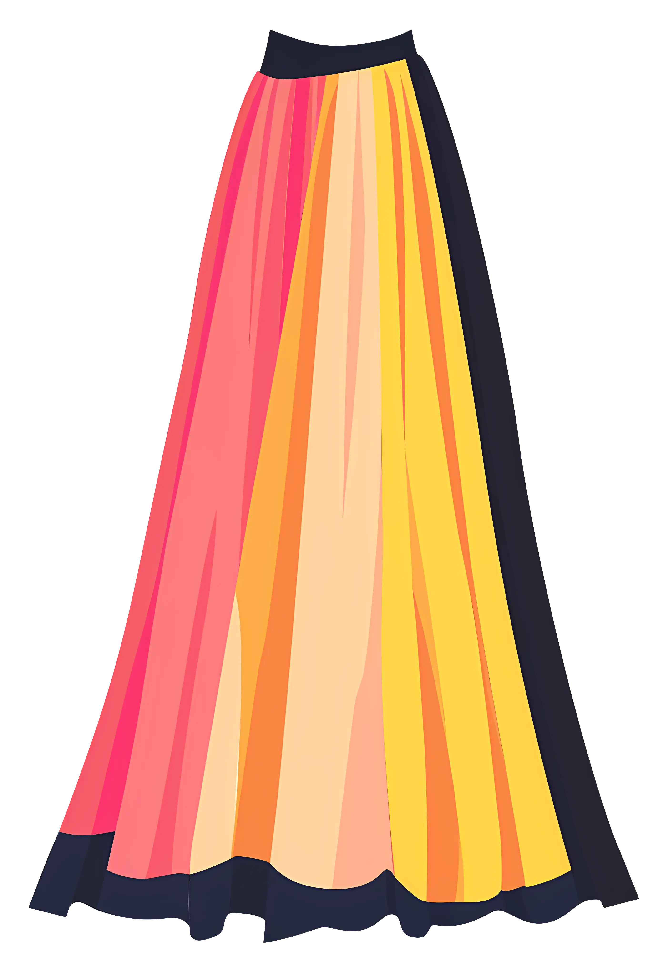Long Gradient Colorful Skirt Illustration