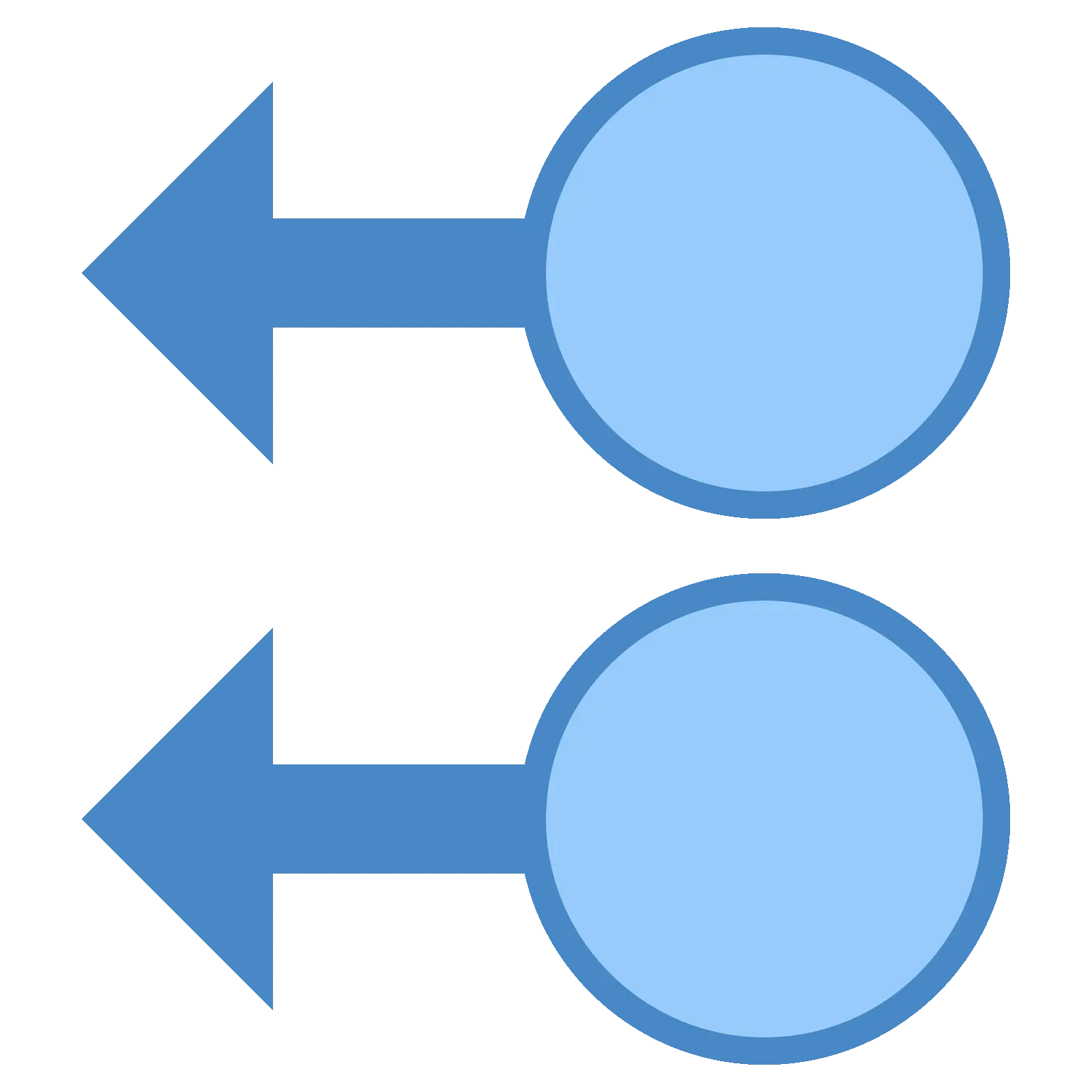 Blue Circle with Left Arrow