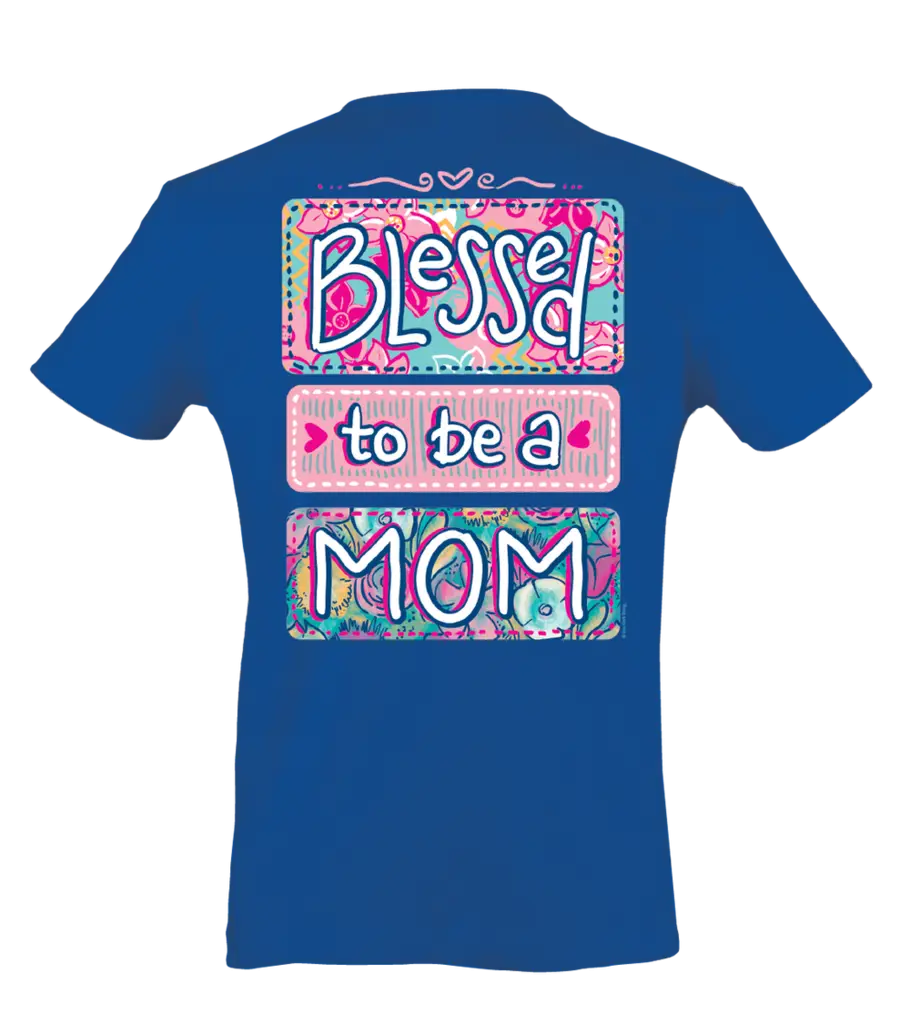 Blue T-shirt with &#039;Blessed to be a Mom&#039; Design