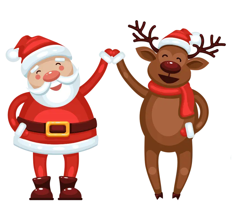 Santa Claus and Reindeer Cartoon for Christmas