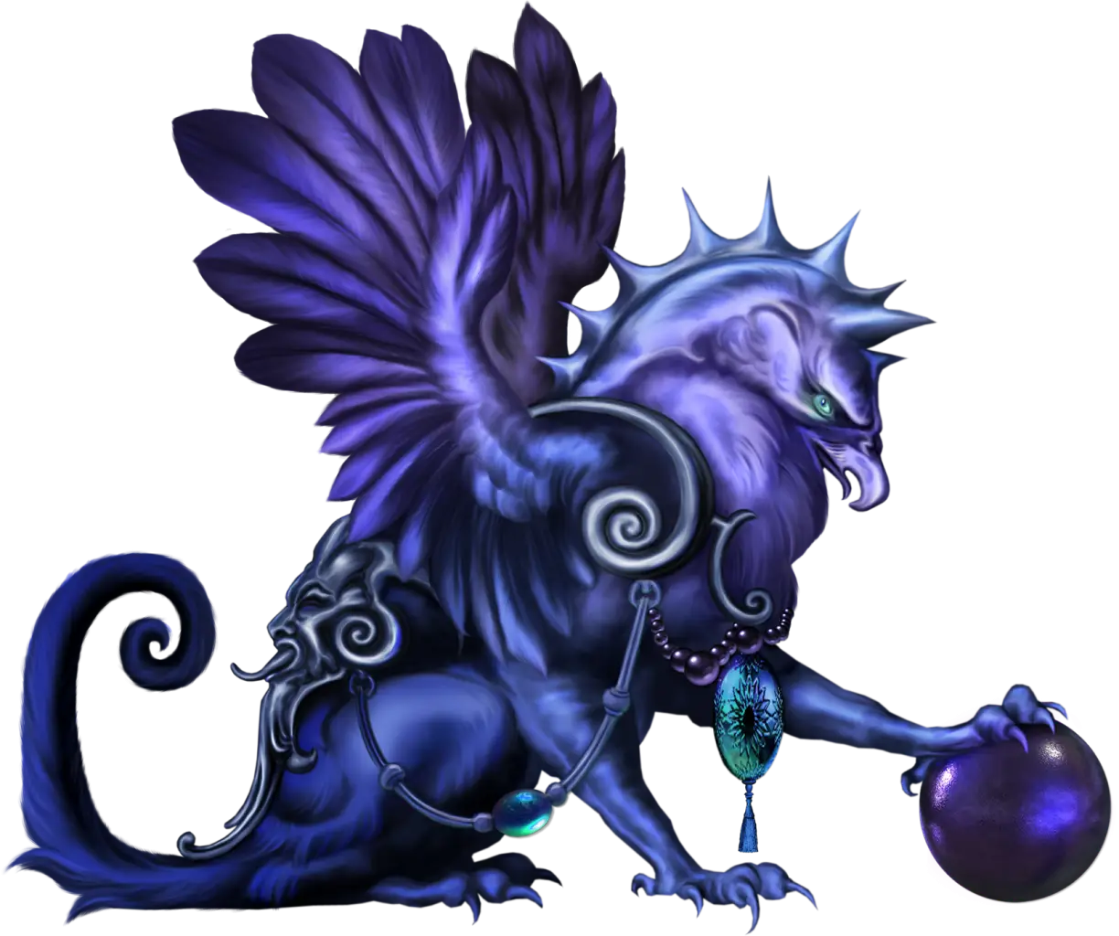 Fantasy Griffin Holding a Purple Orb