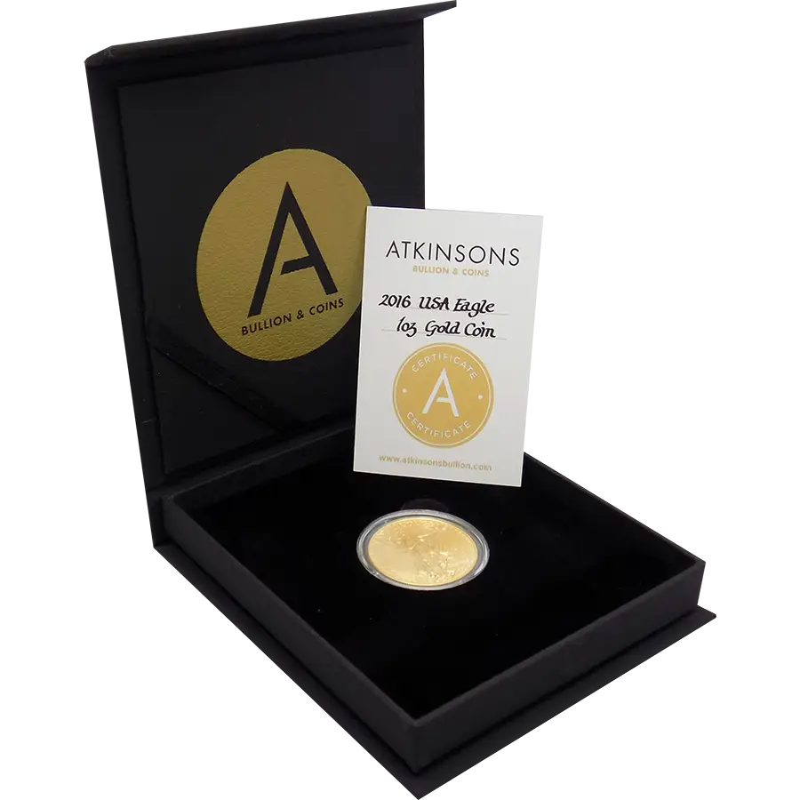 Gold Coin Displayed in Black Showcase