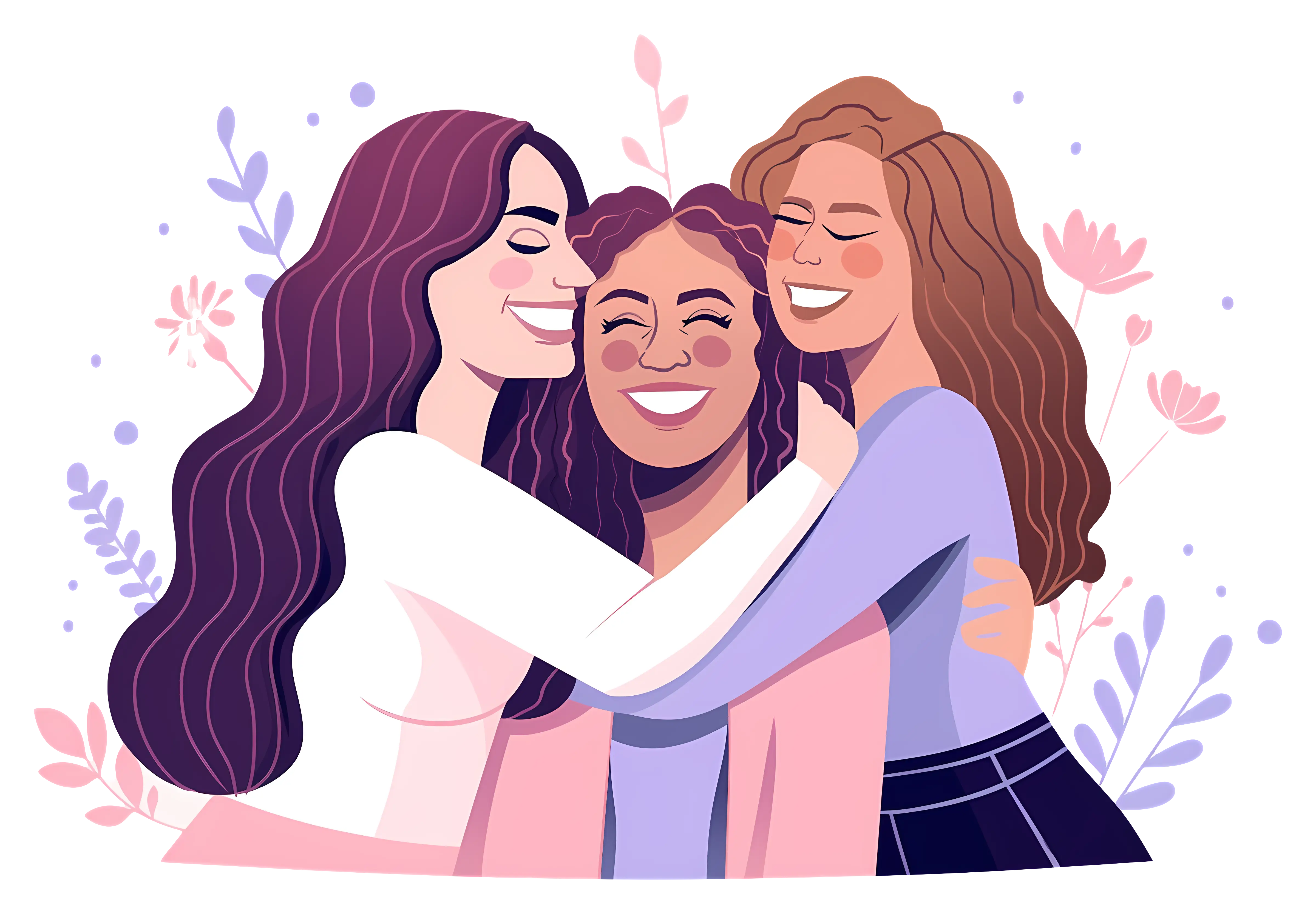 Happy Friends Hugging Illustration