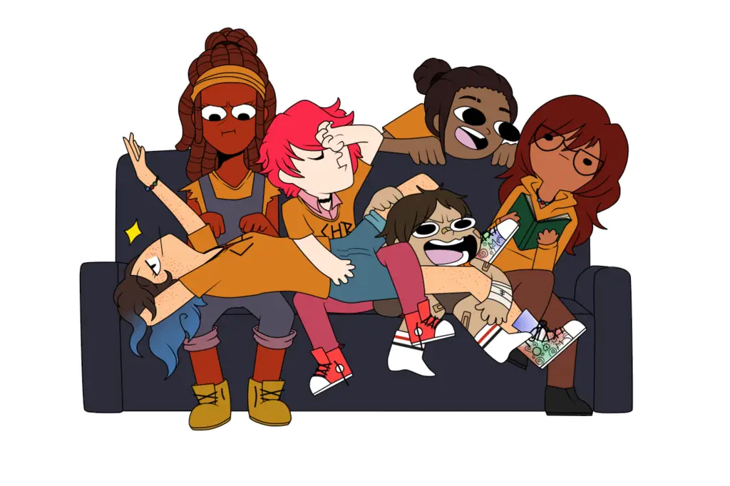 Cartoon Characters Relaxing on Couch