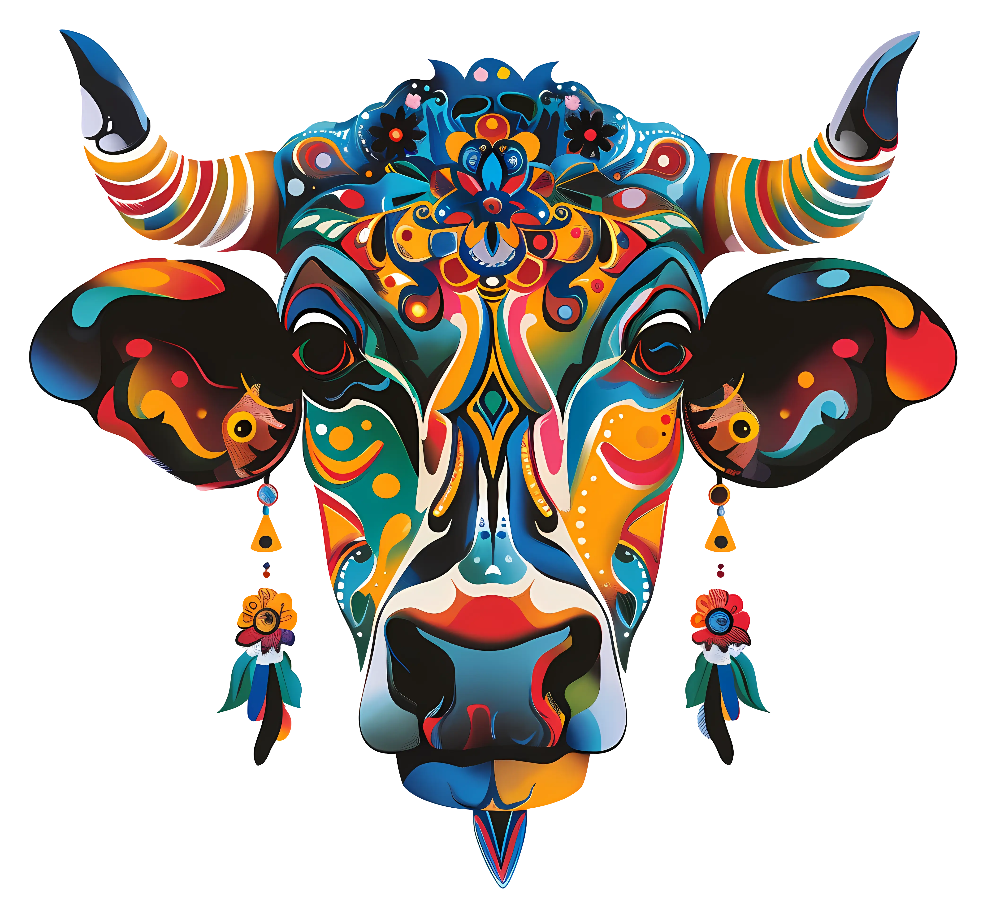 Colorful Cow Illustration