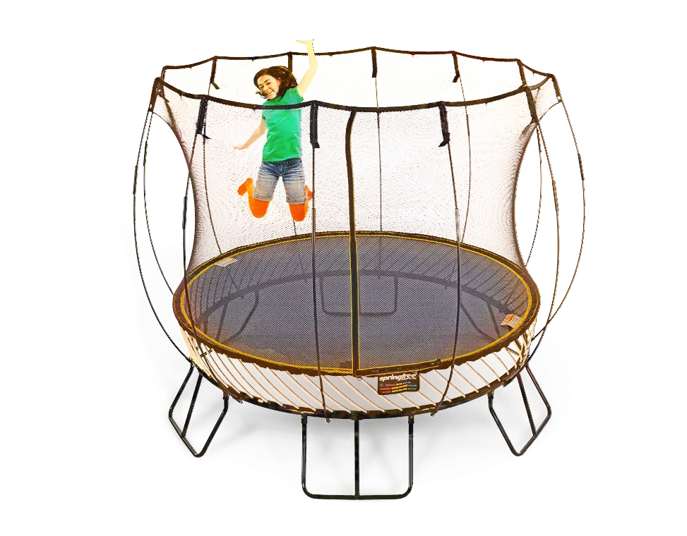 Trampoline with Jumping Child
