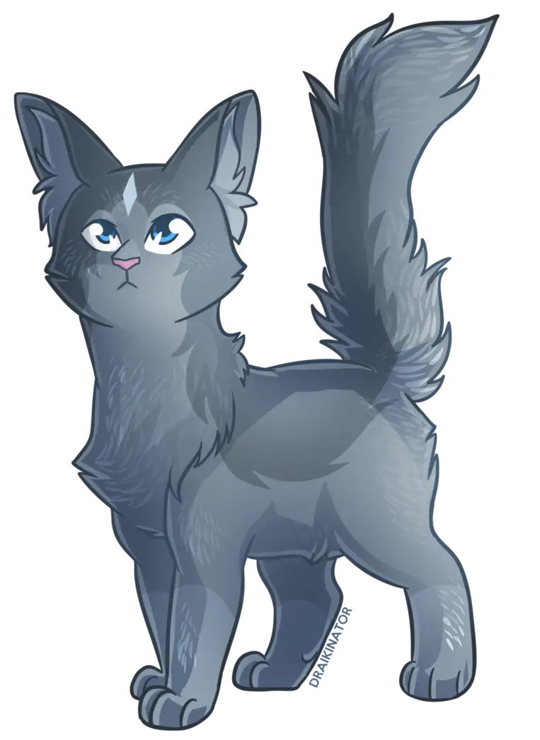 Gray Cartoon Cat with Blue Eyes