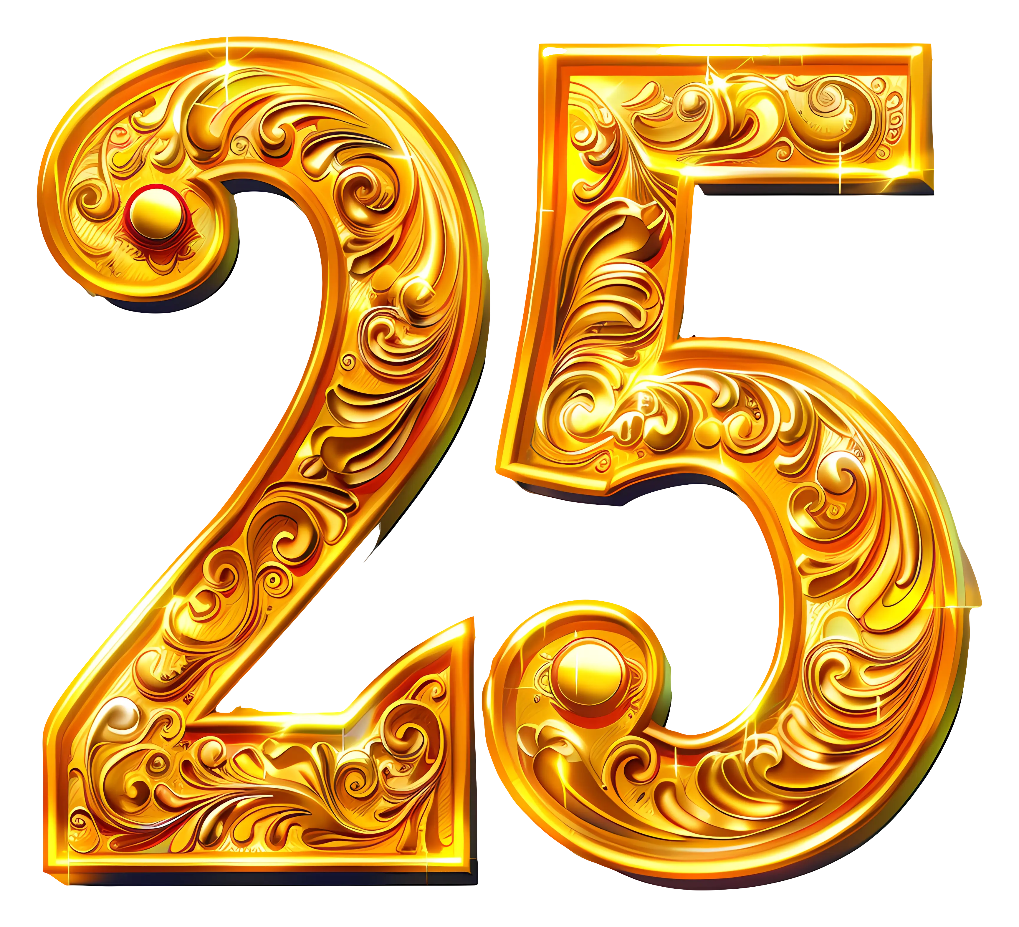 Ornate Golden Number 25