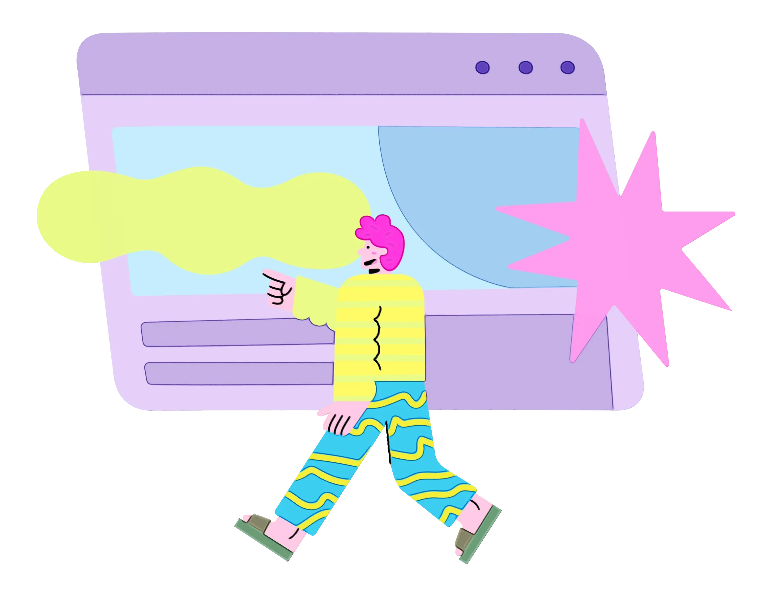 Illustration of Person with Website Interface