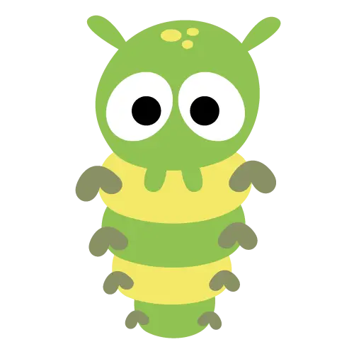 Cute Green Caterpillar Cartoon