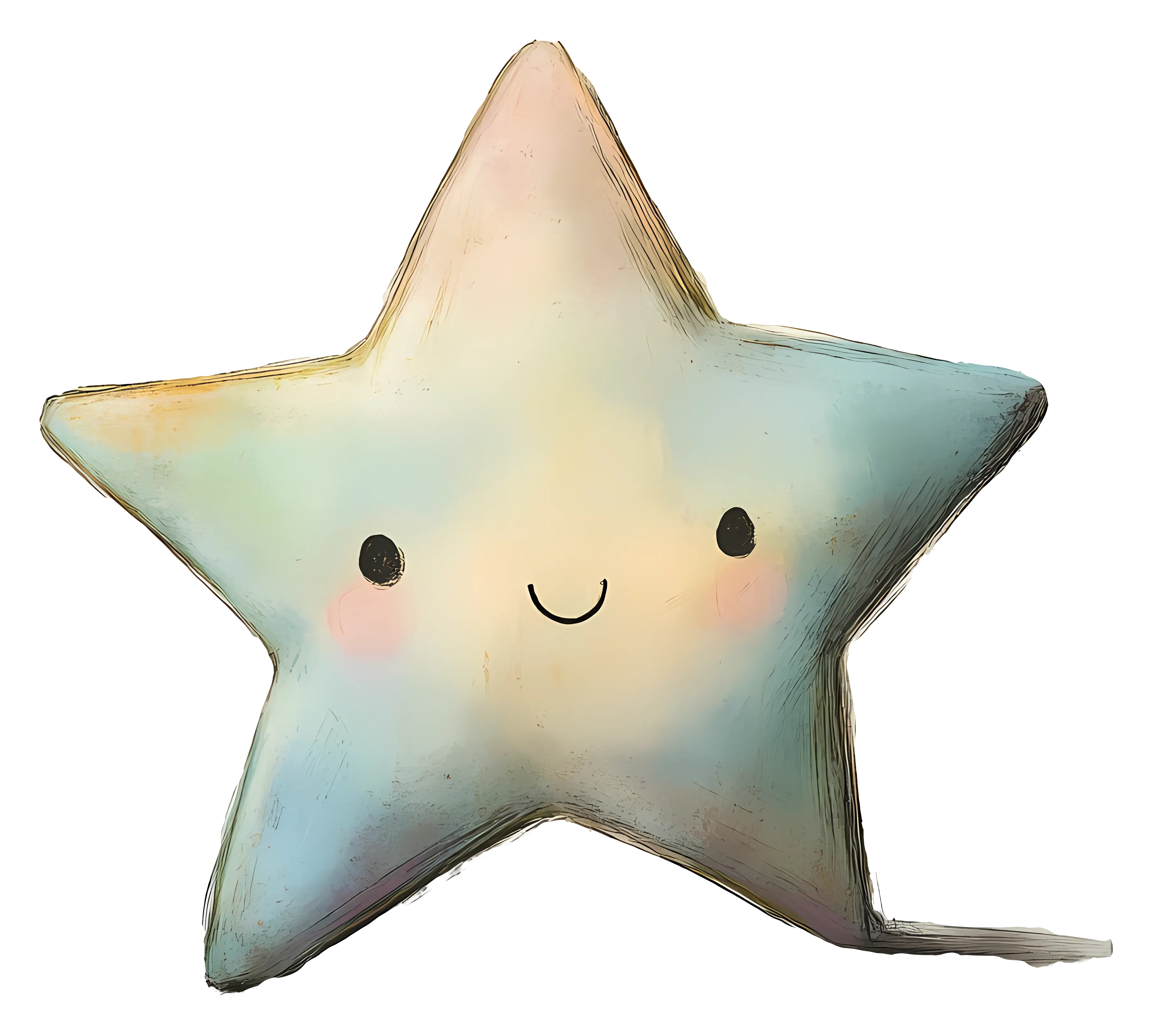 Smiling Cute Cartoon Star in Pastel Colors