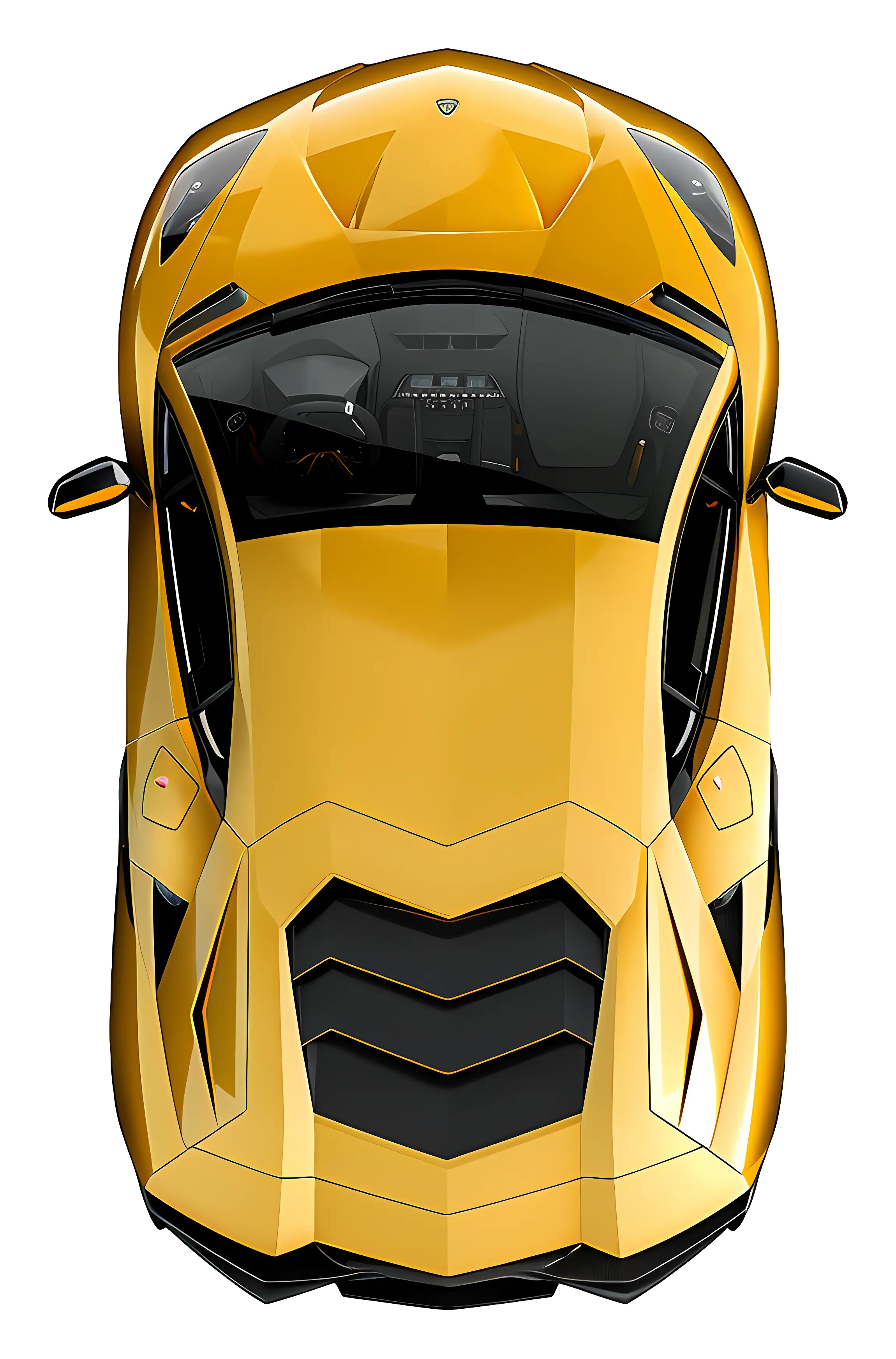 Top View of Yellow Sports Car