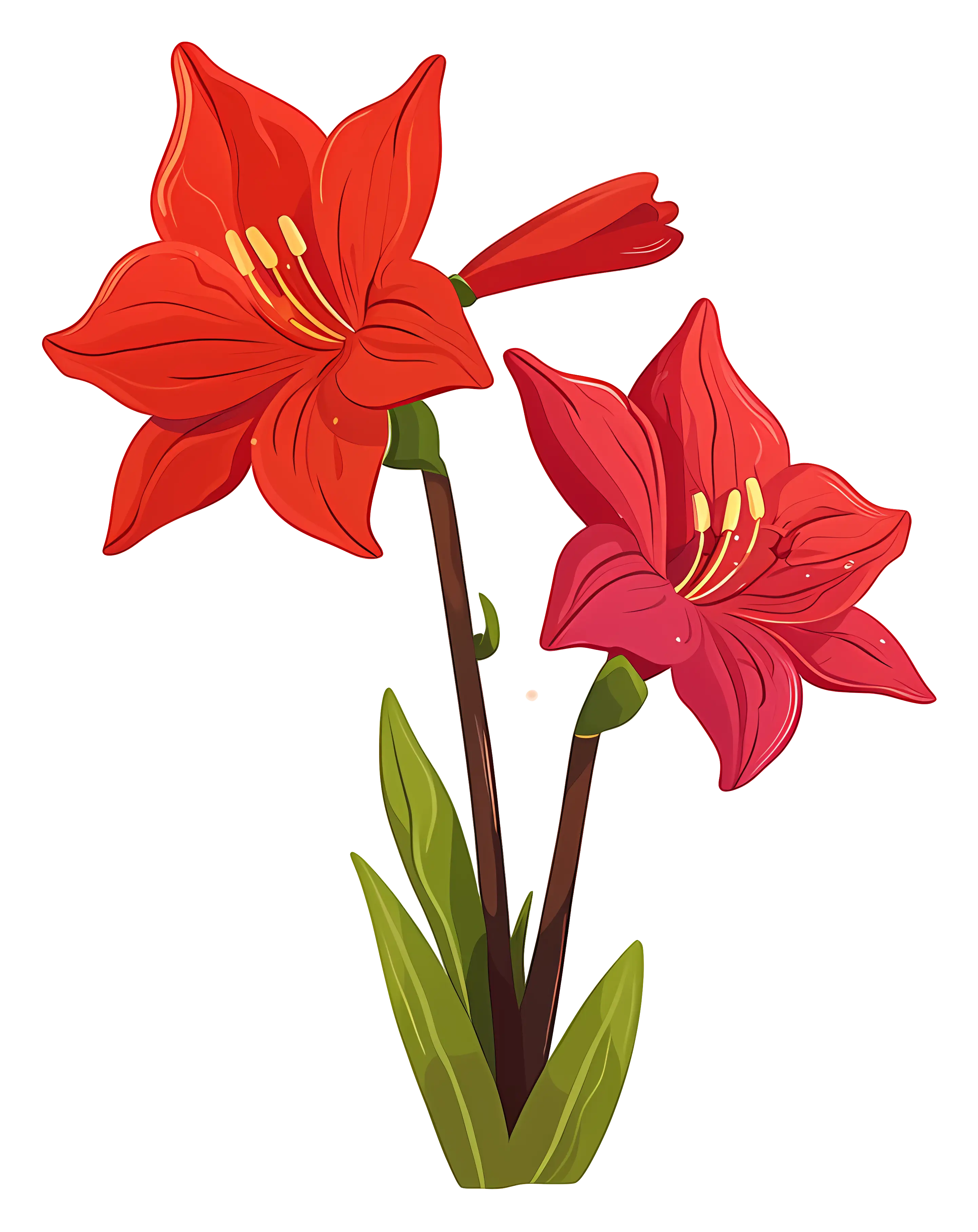 Beautiful Red Flower with Green Leaves