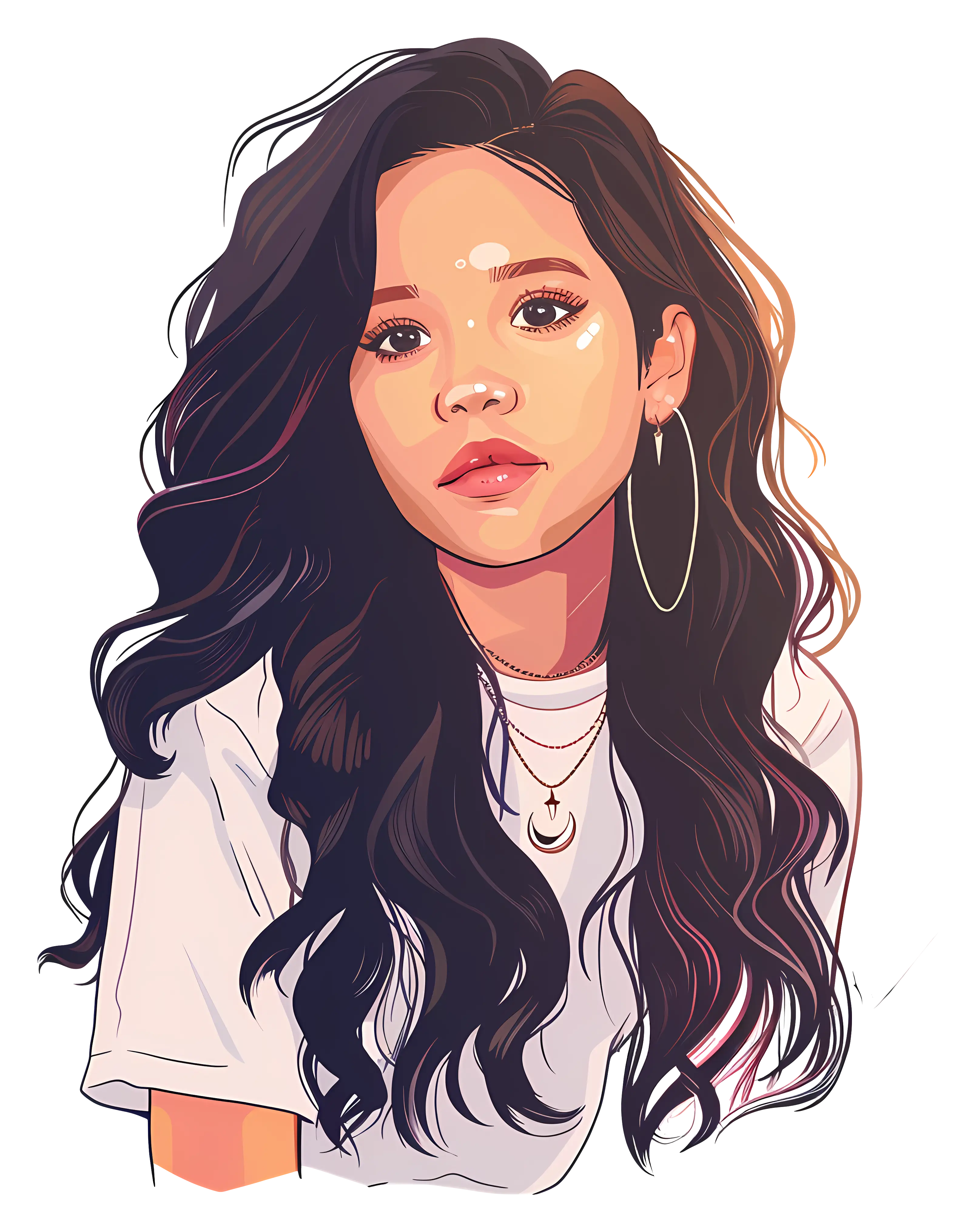 Digital Portrait Artwork of a Woman with Stylized Features