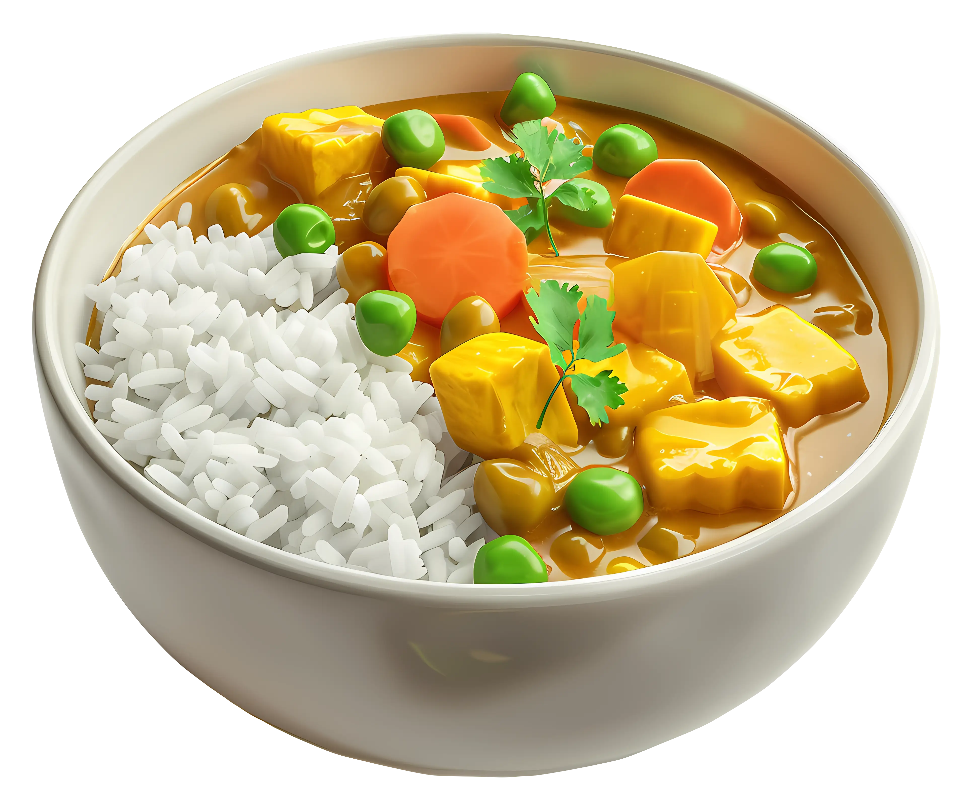 Delicious Curry and Rice in a Bowl