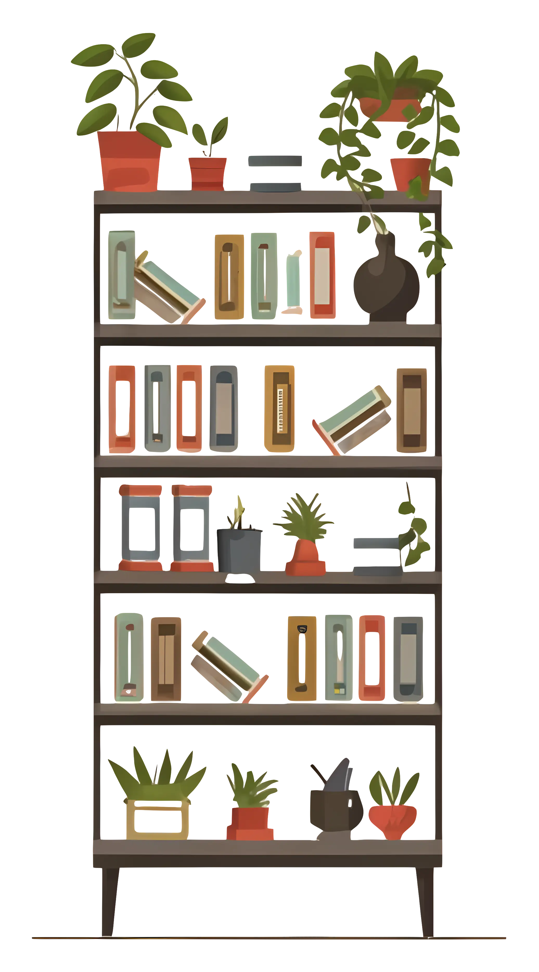 Decorative Bookshelf with Plants