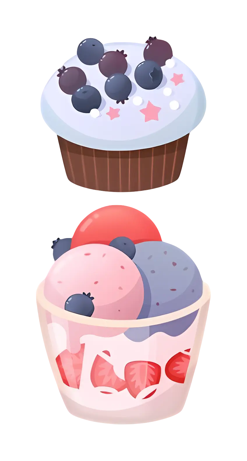 Delicious Cupcake and Ice Cream