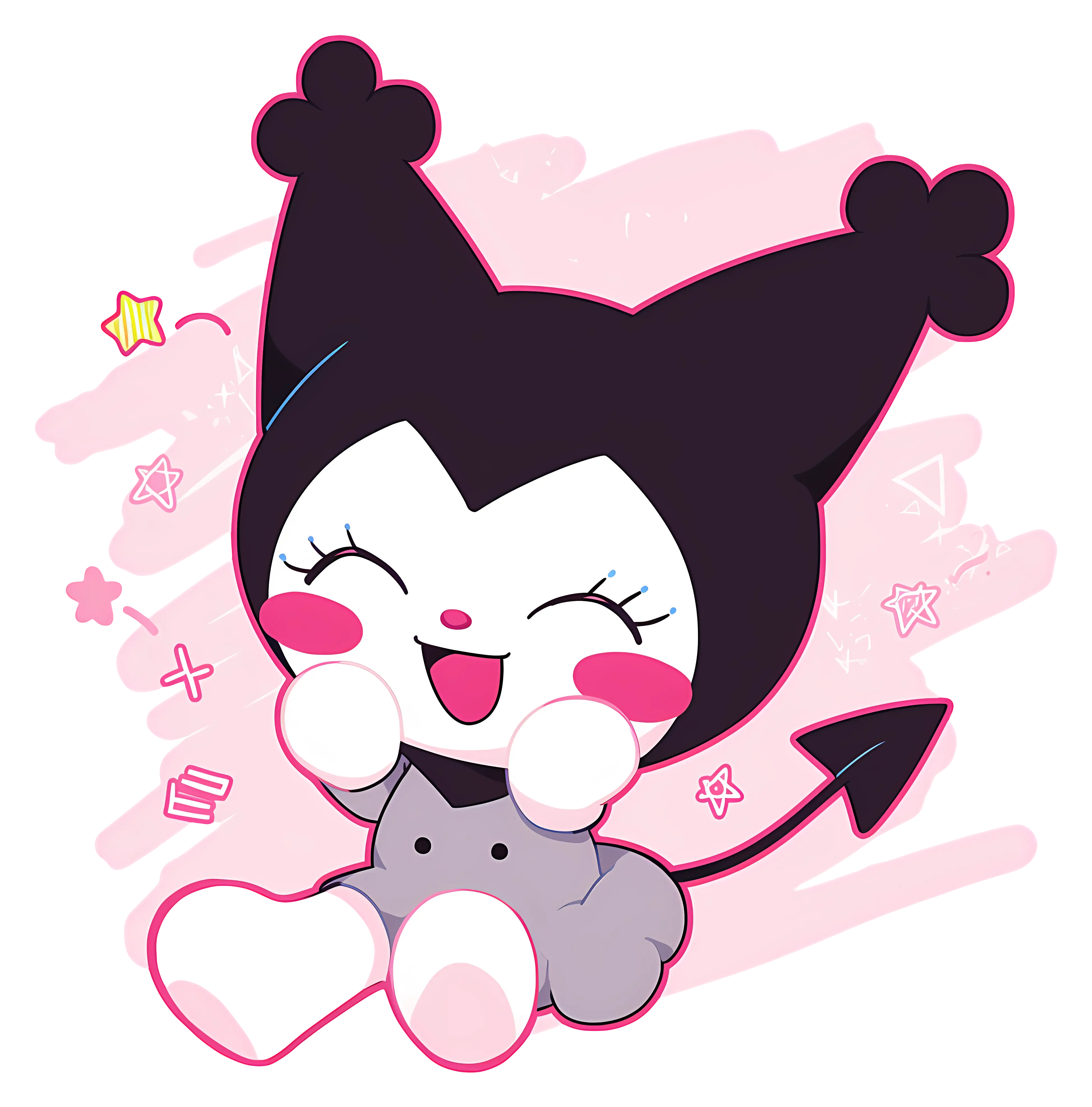 Cute Character with Black Ears Illustration