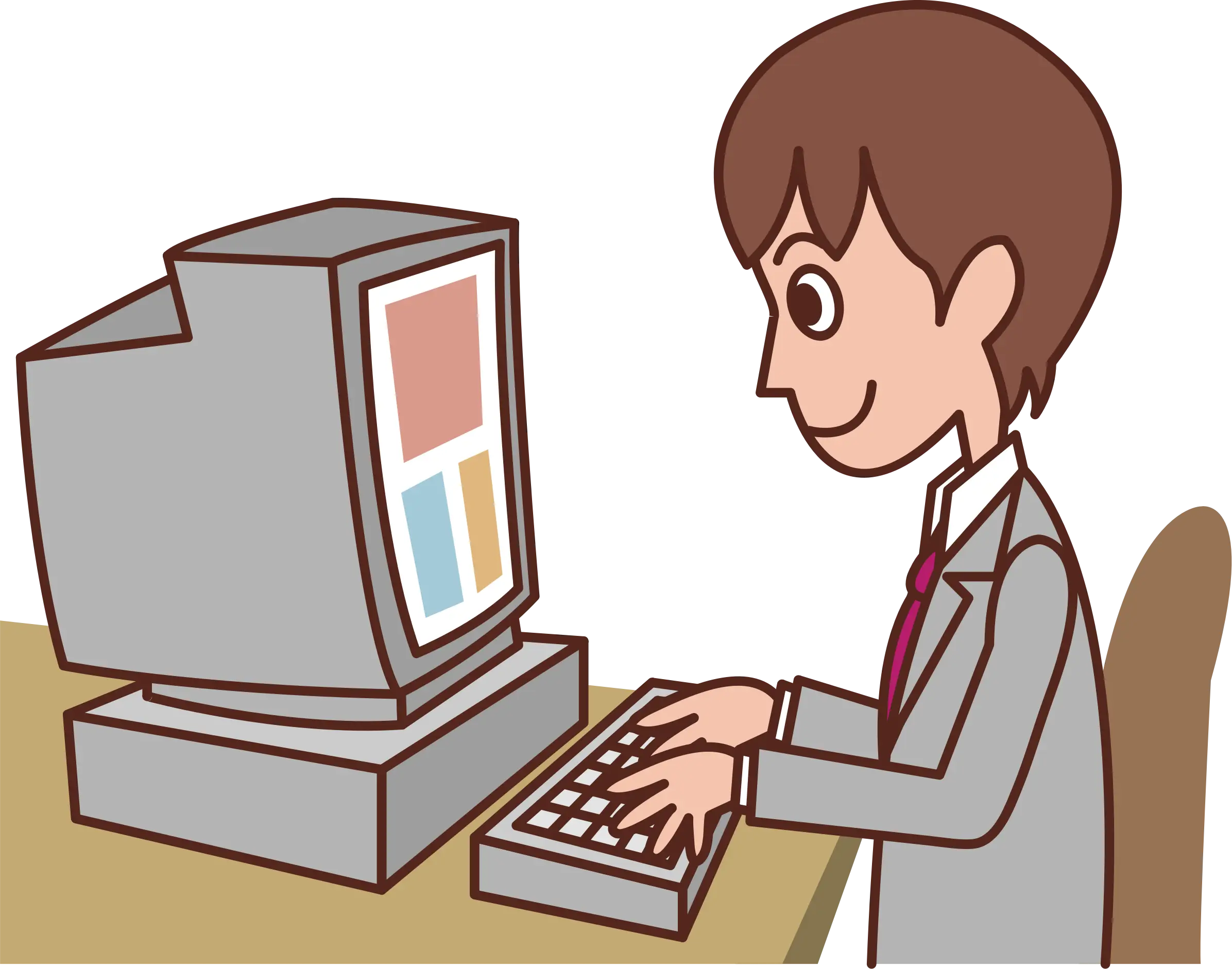 Illustration of a Man Typing on a Computer