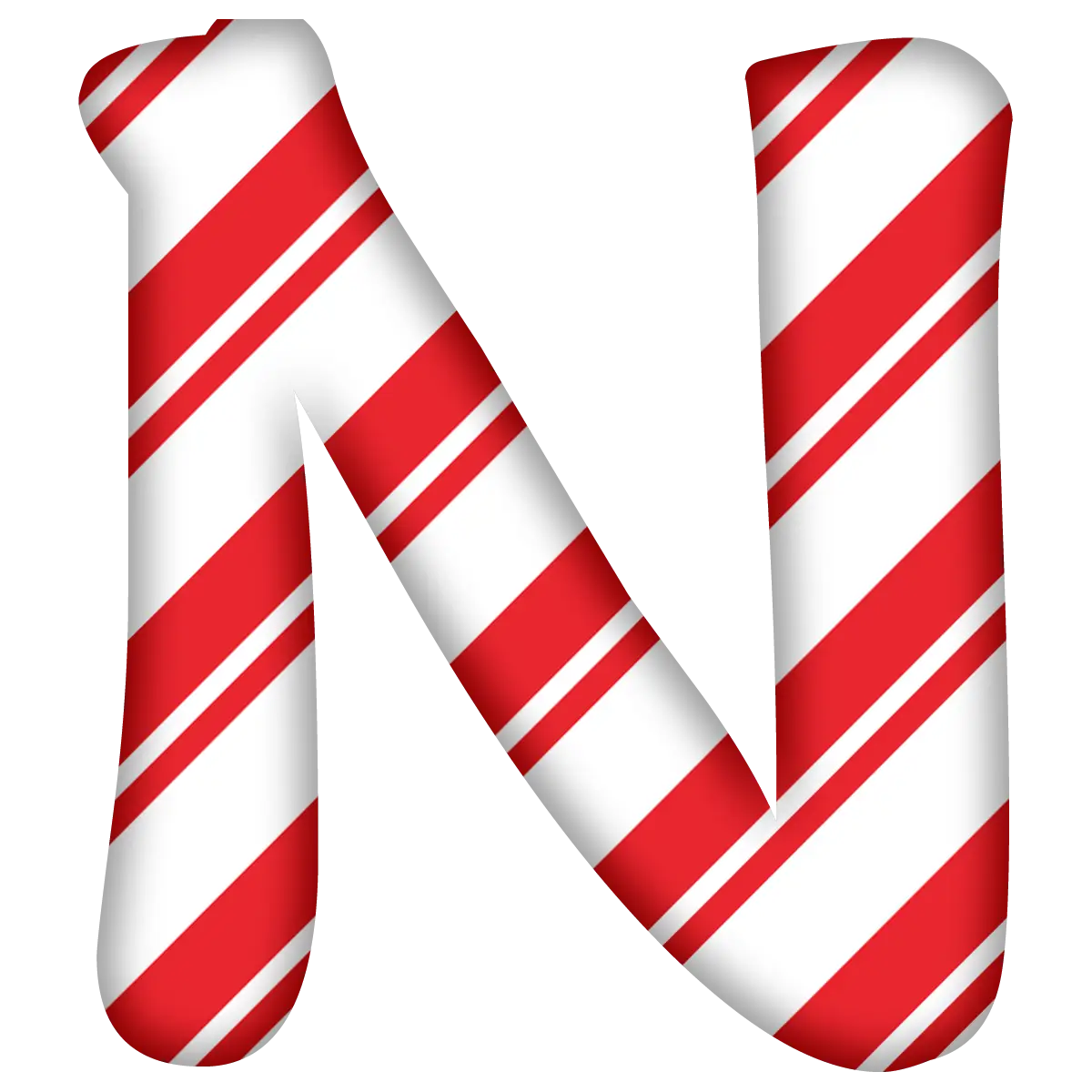 Candy Cane Style Letter N Illustration