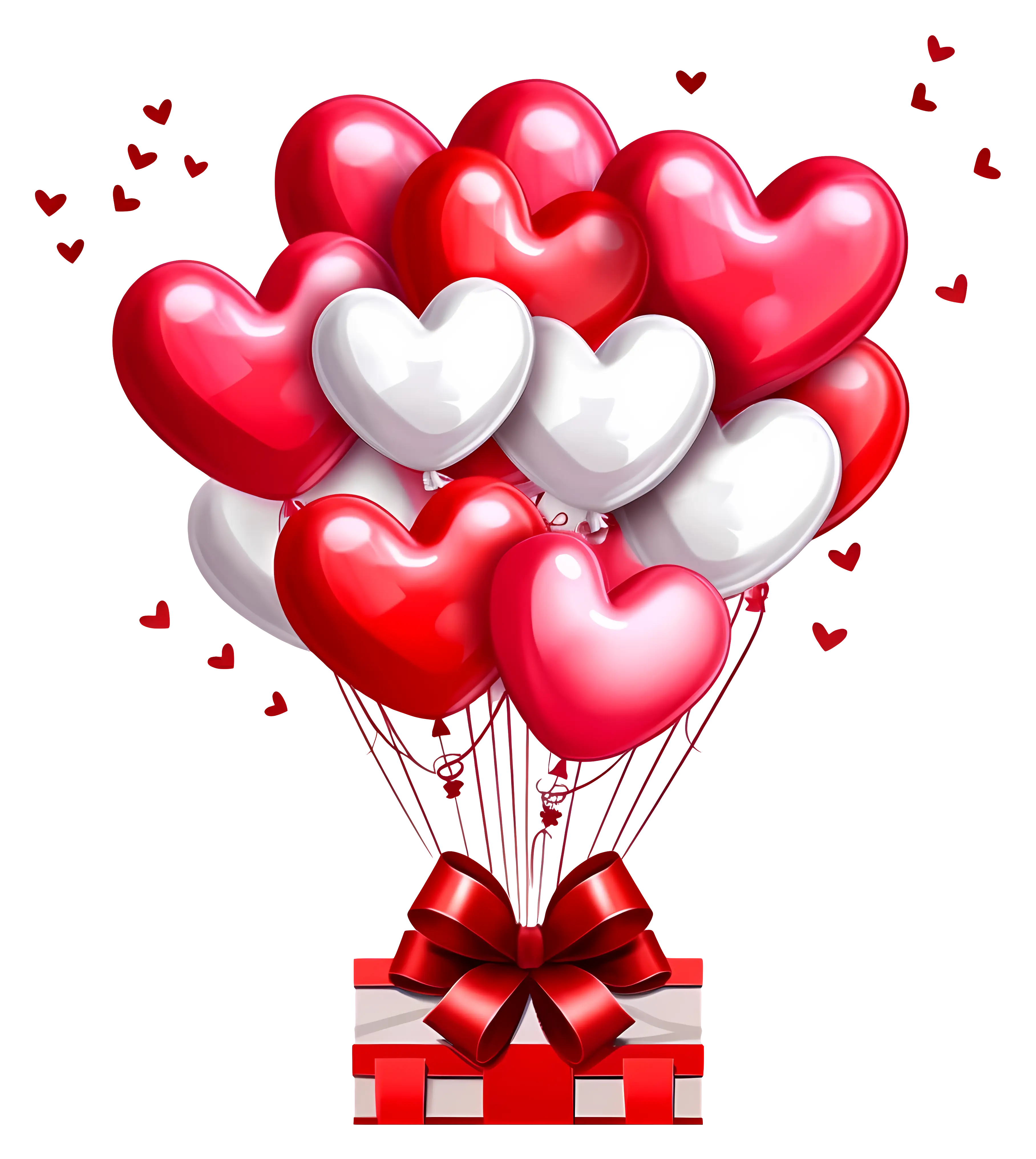 Heart Balloons with Gift Box