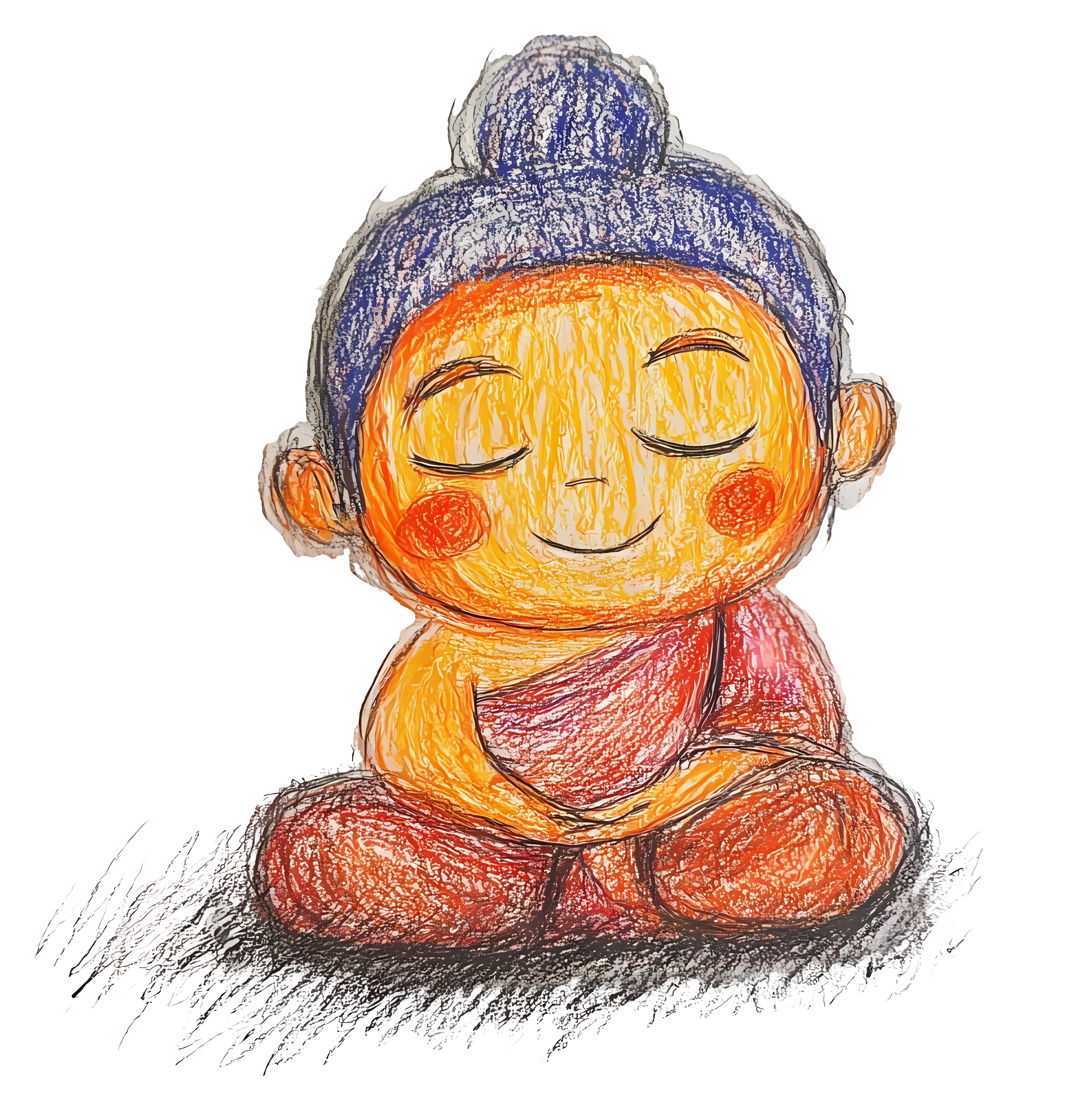 Cute Meditating Monk Illustration