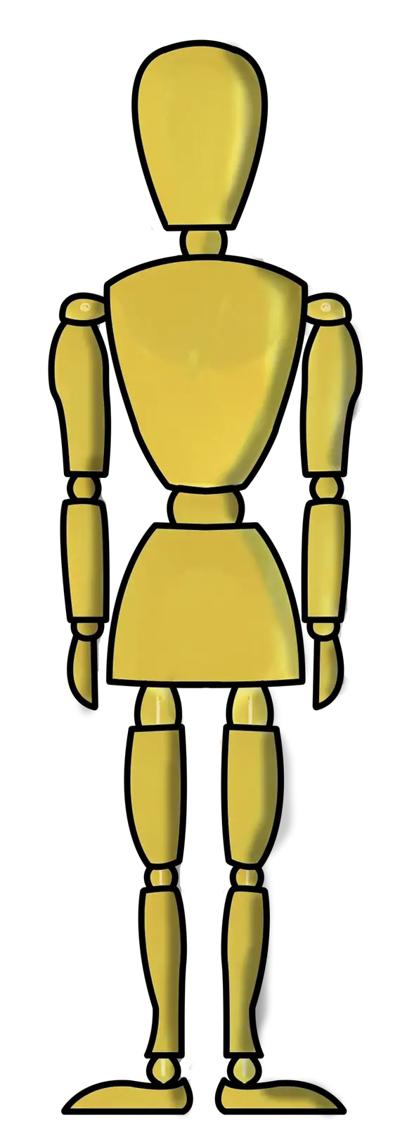 Yellow Wooden Mannequin for Drawing Reference