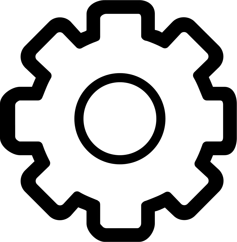 Black Gear Symbol for Settings and Mechanism
