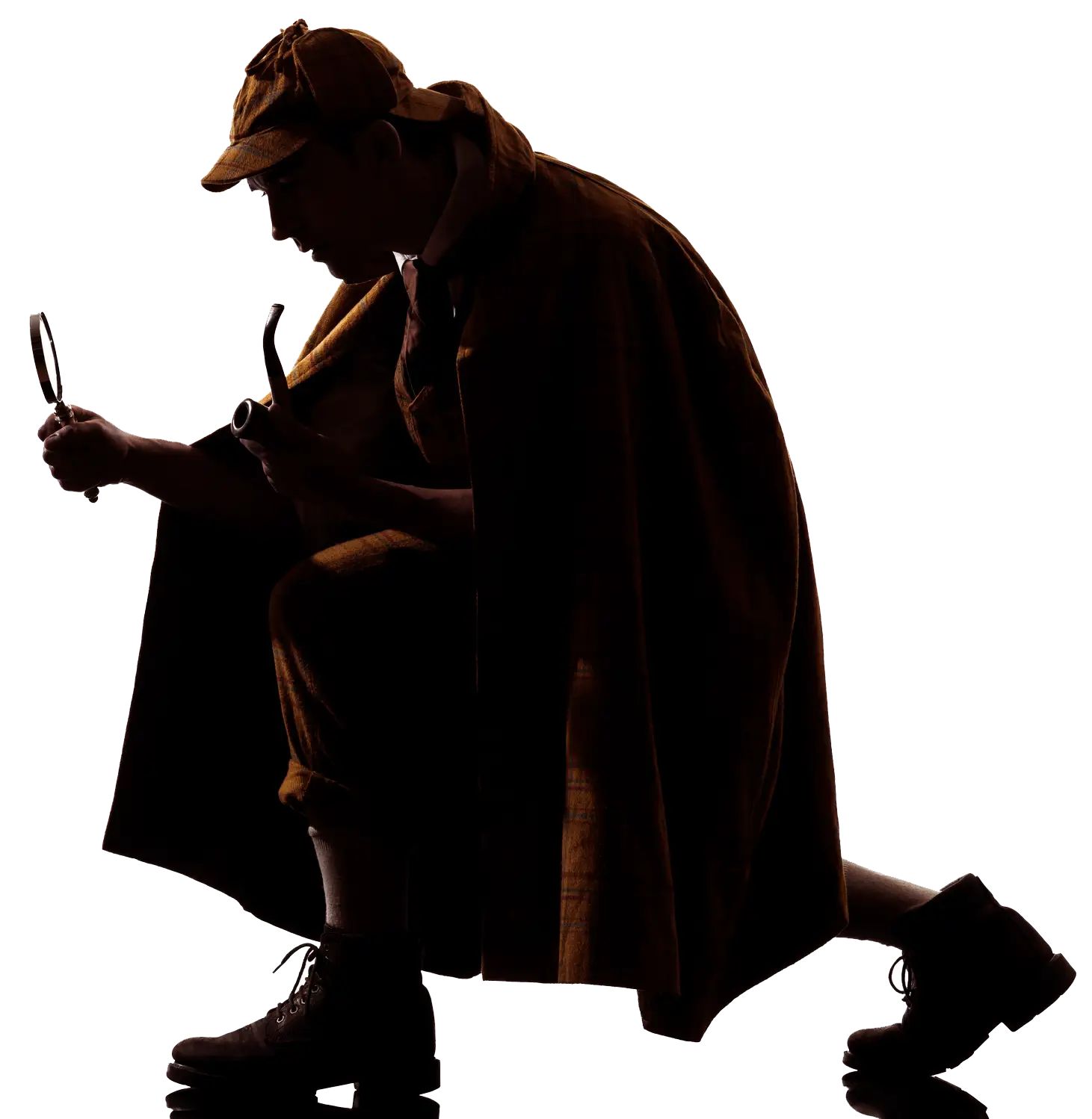 Detective Silhouette with Magnifying Glass