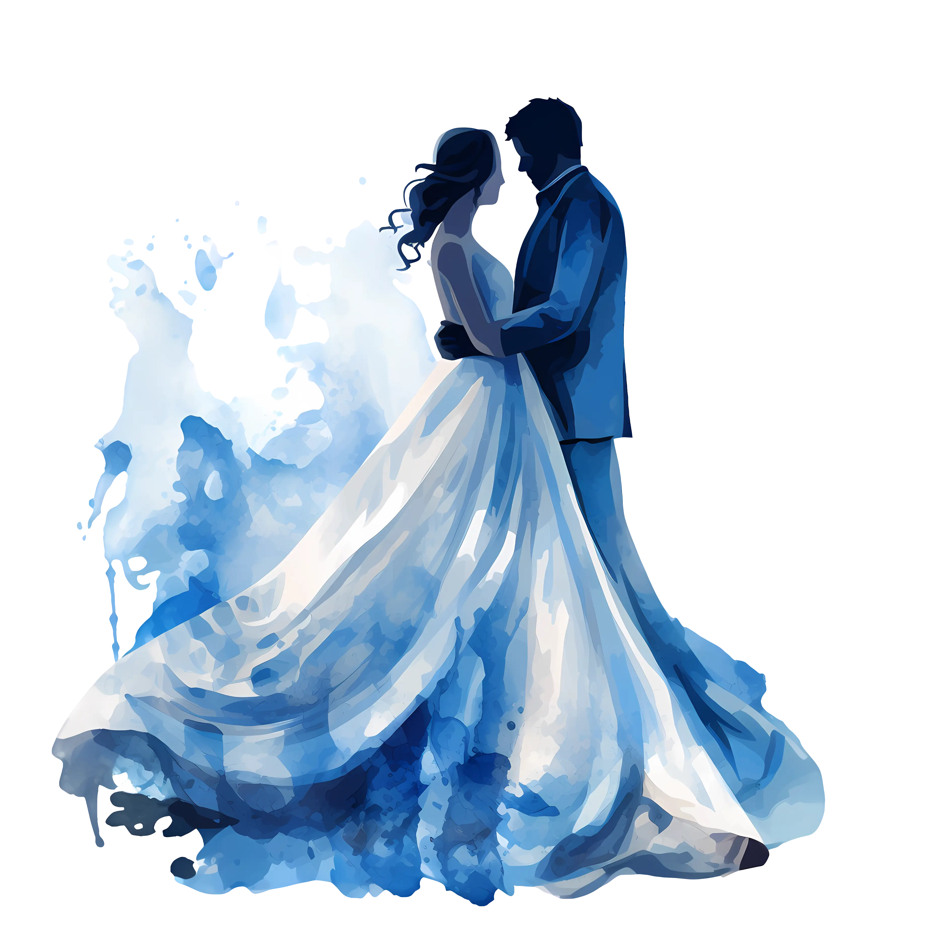 Bride and Groom Watercolor Illustration