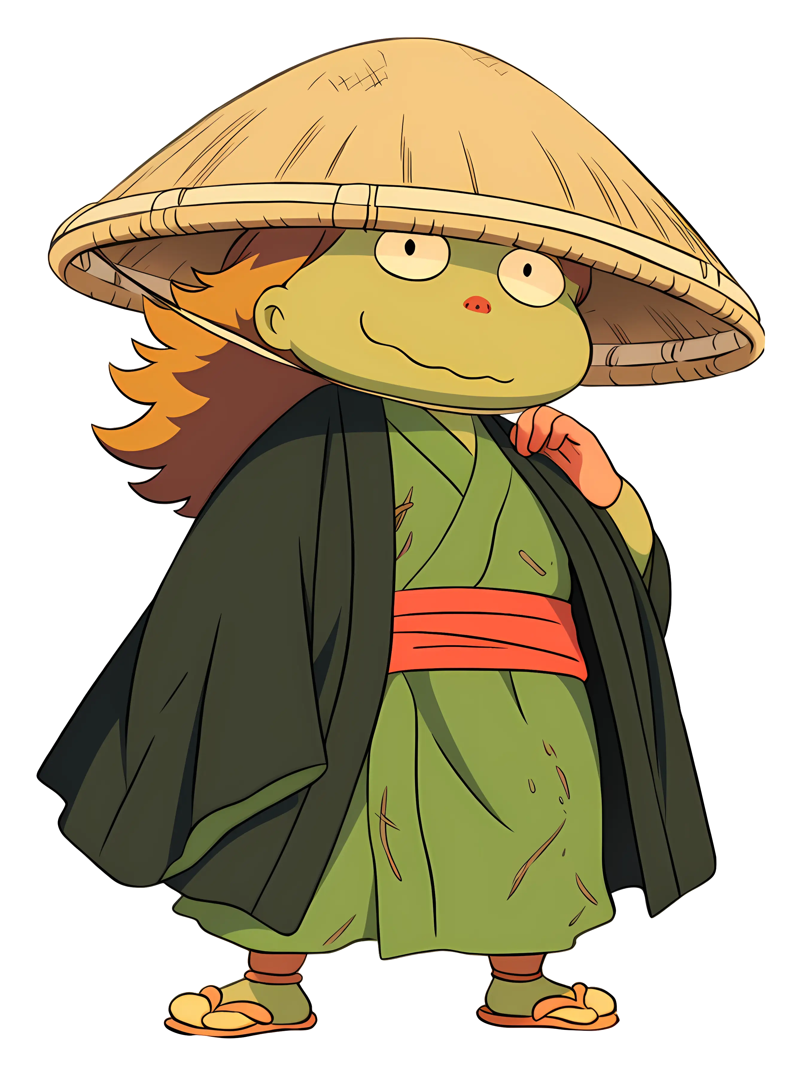 Cartoon Character with Bamboo Hat
