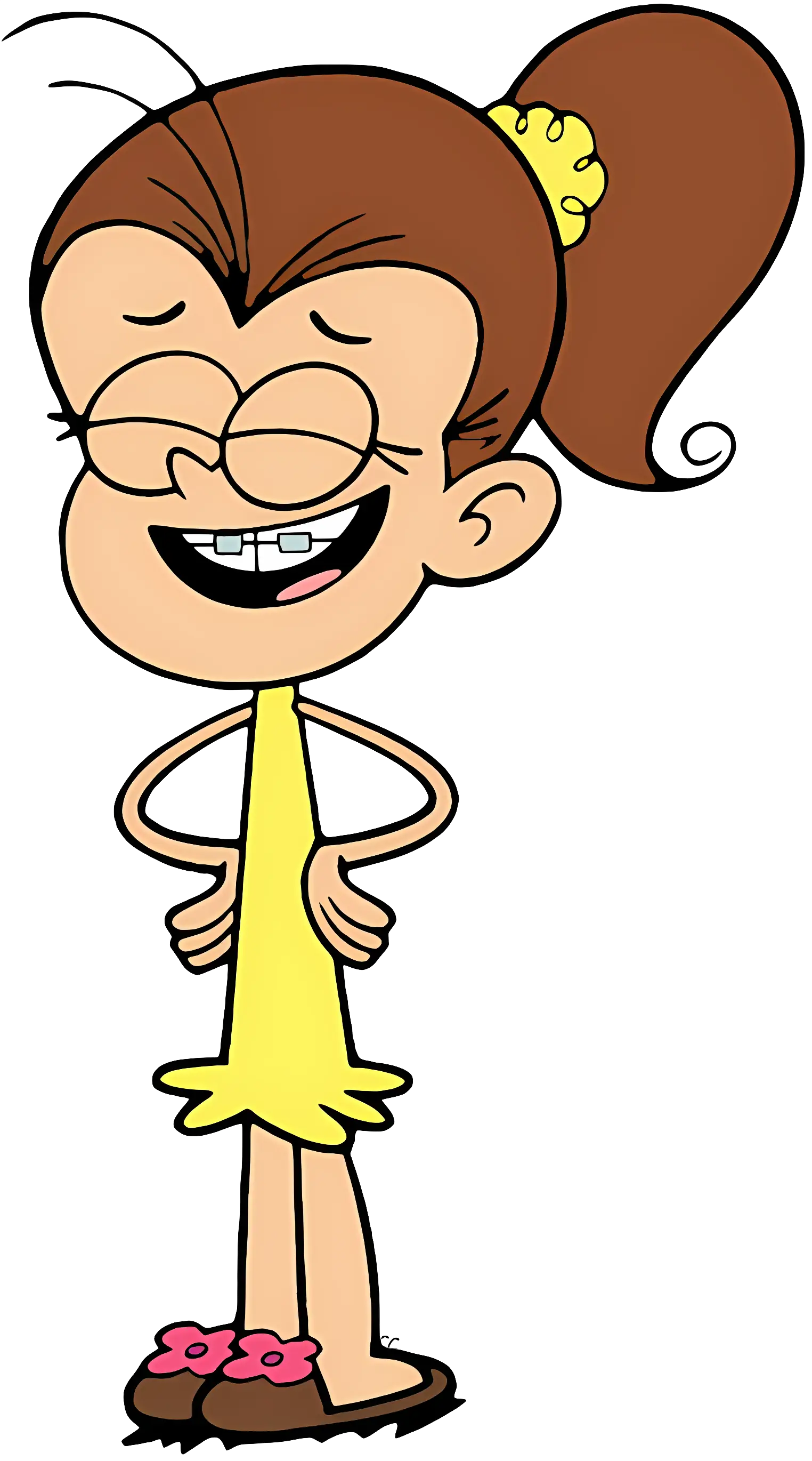 Cartoon Girl with Glasses Laughing