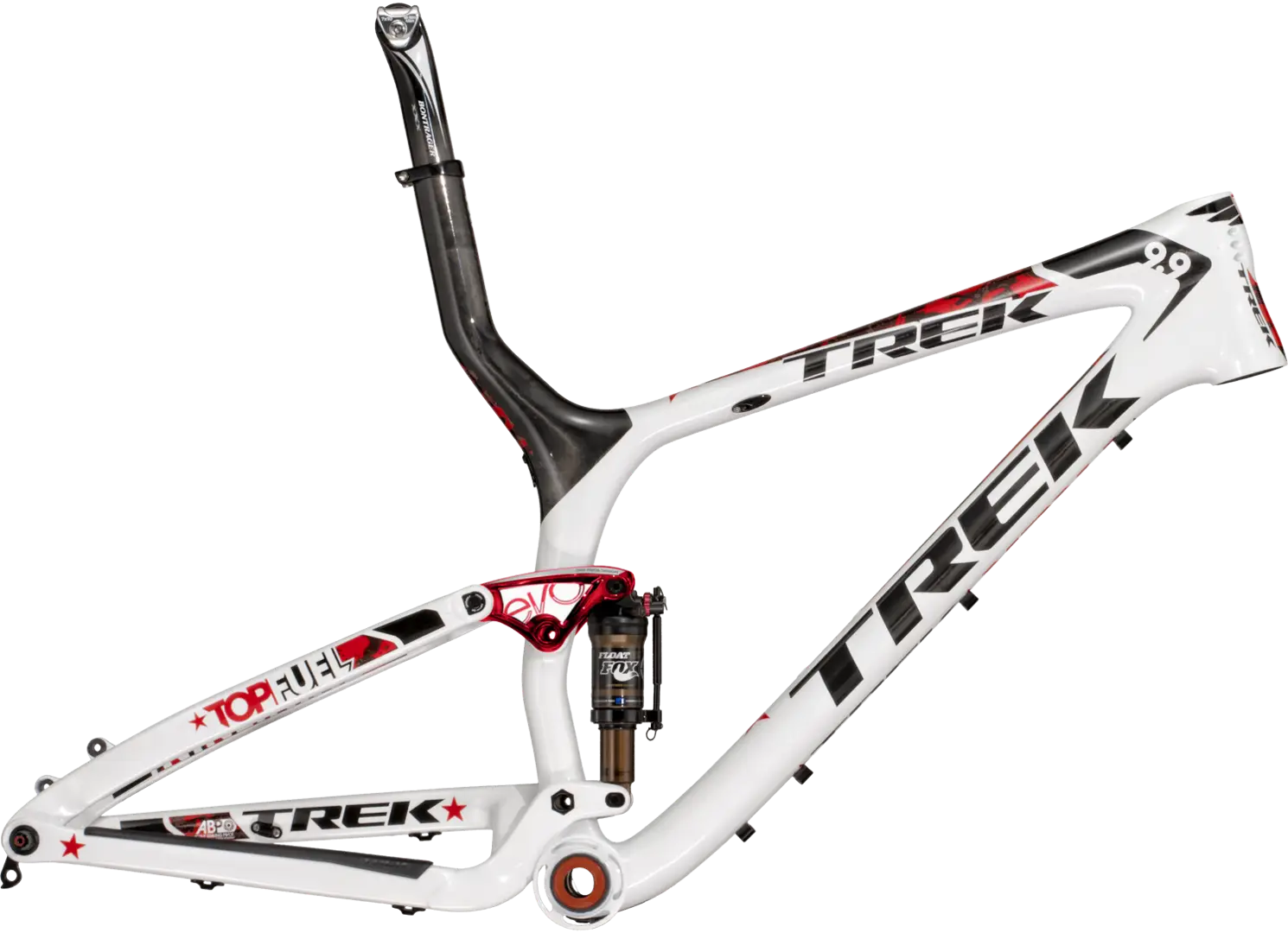White and Red Bike Frame for Mountain Biking