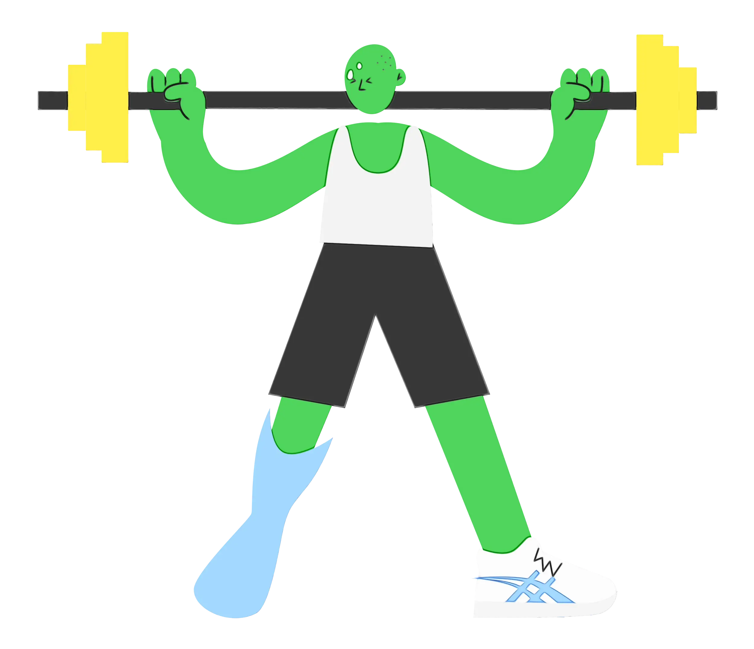 Green Weightlifter with Barbell