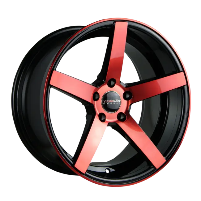 Red and Black Car Wheel Rim with a Stylish Design