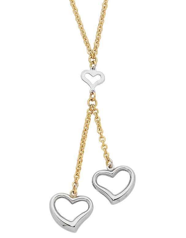 Gold Chain Necklace with Heart Pendants