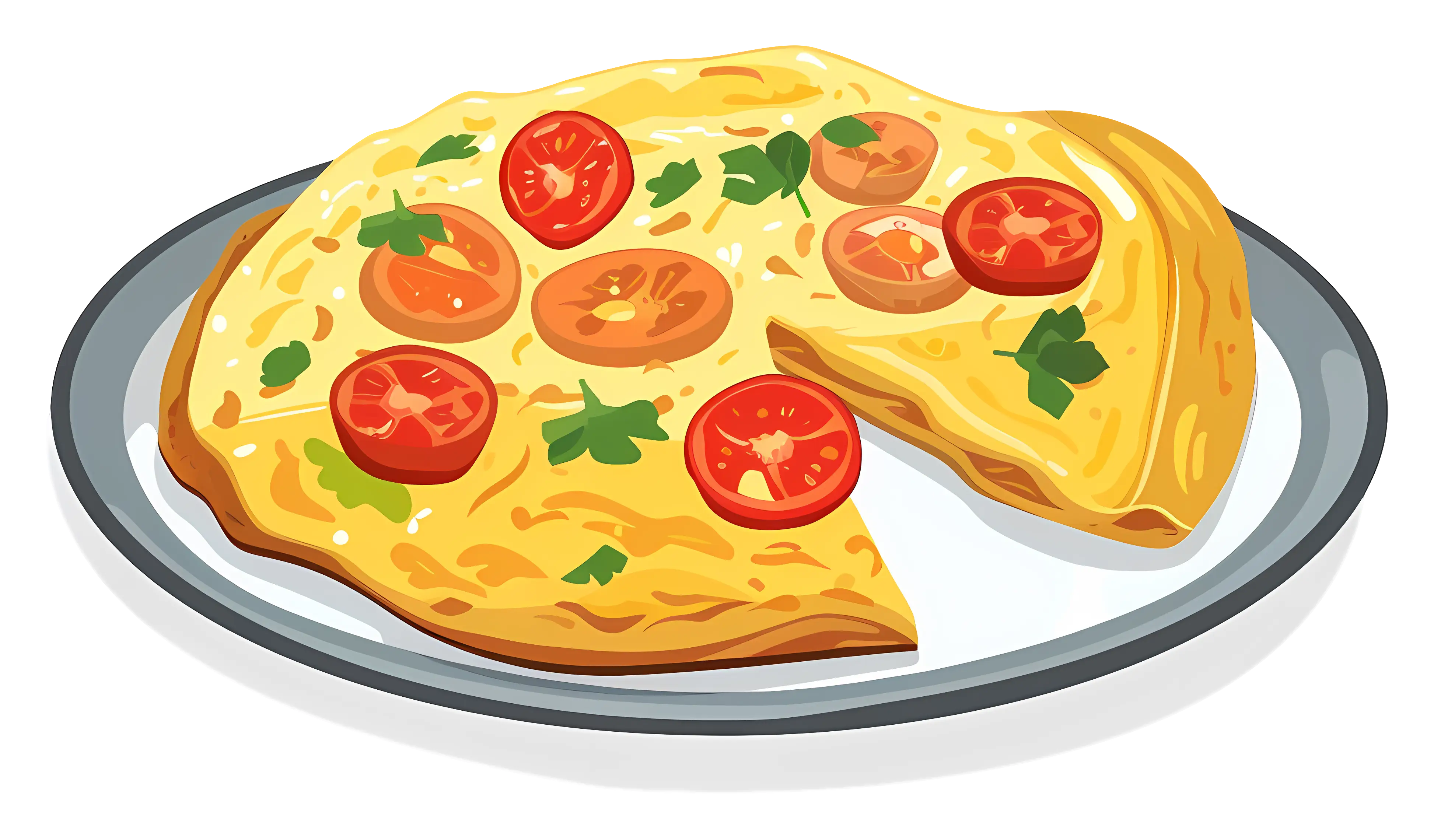 Delicious Omelet with Tomatoes Illustration